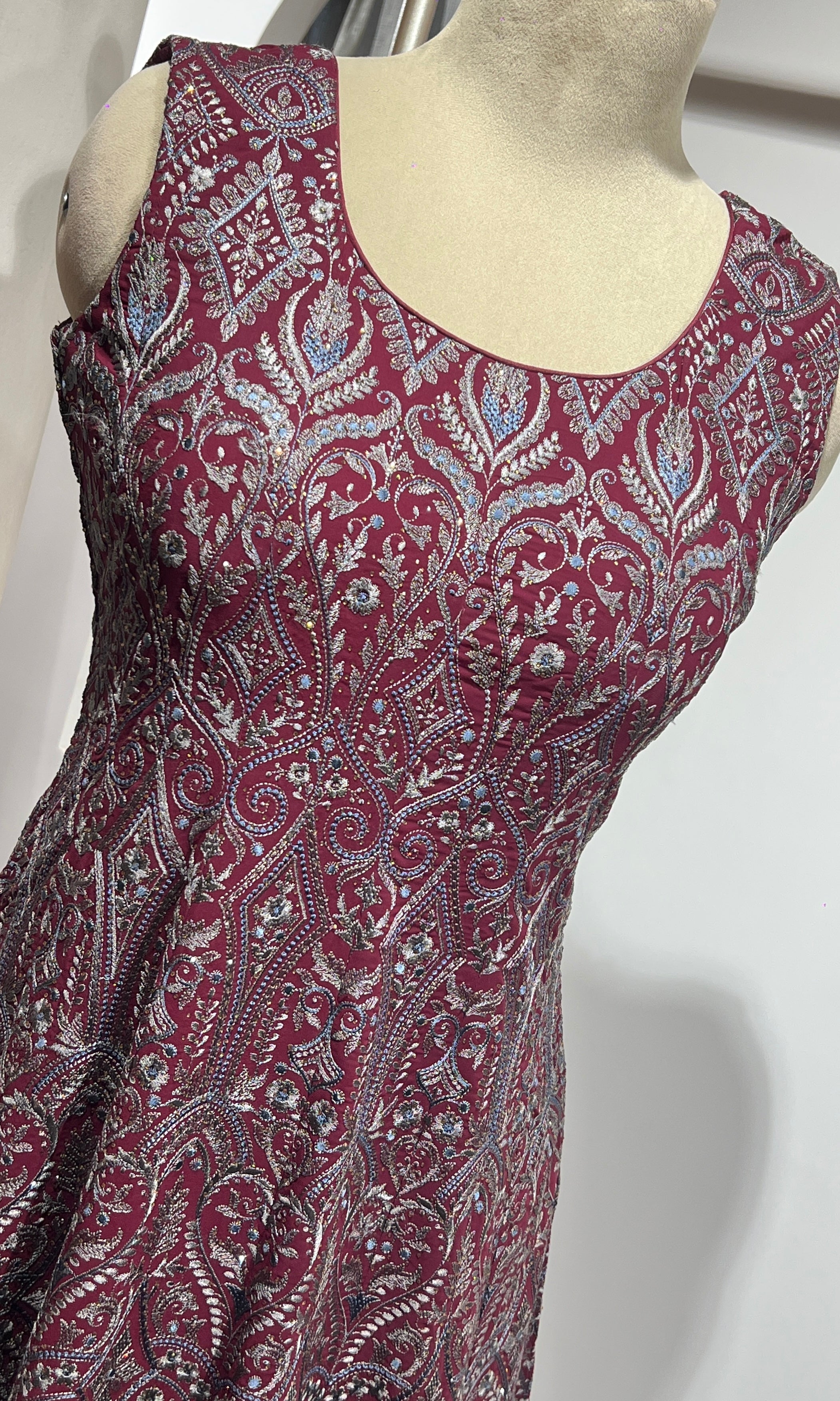 Maroon ANARKALI WITH PALAZZO PANTS