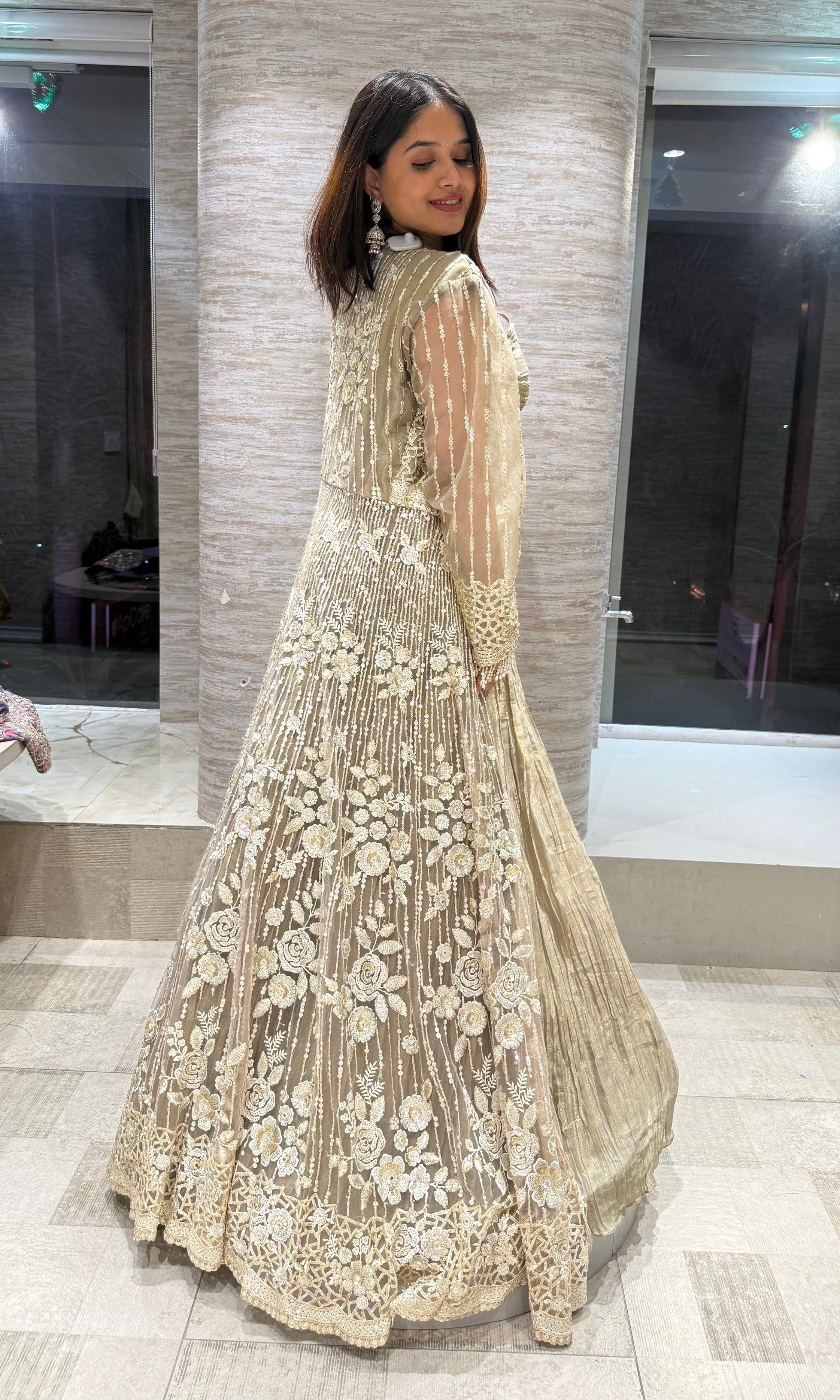 Golden Cape CROP TOP Lehenga