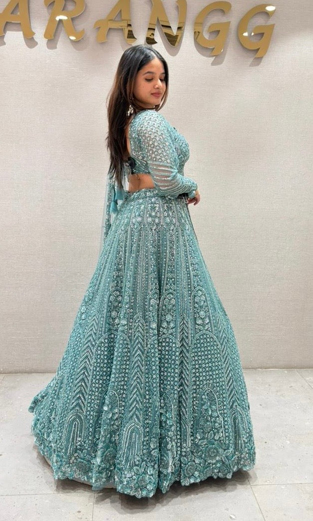 Sea green HEAVY EMBROIDERED Lehenga