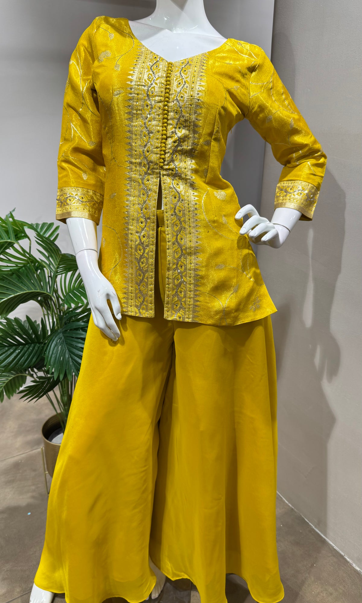 YELLOW GOLDEN SHARARA SET