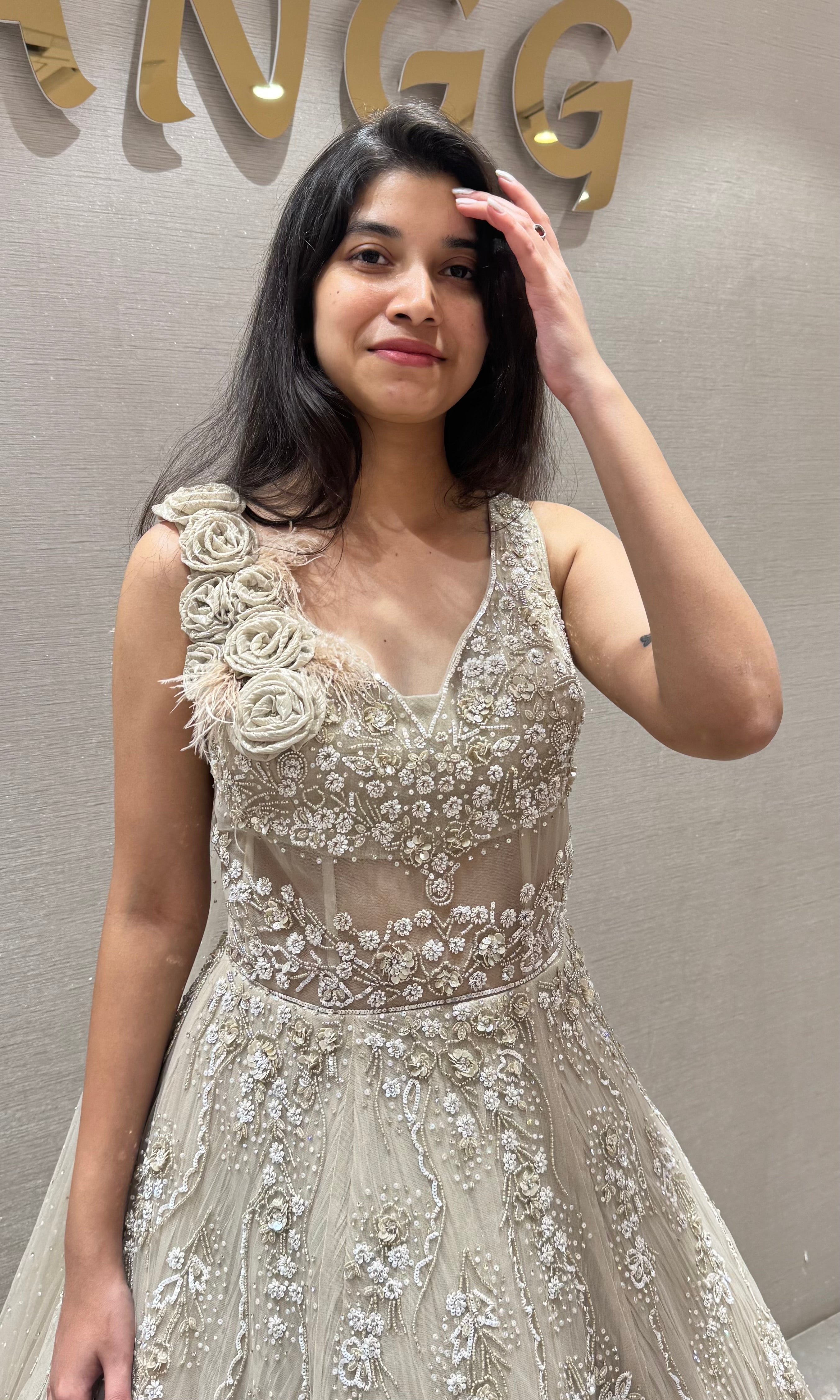 Mauve FLORAL EMBROIDERED GOWN