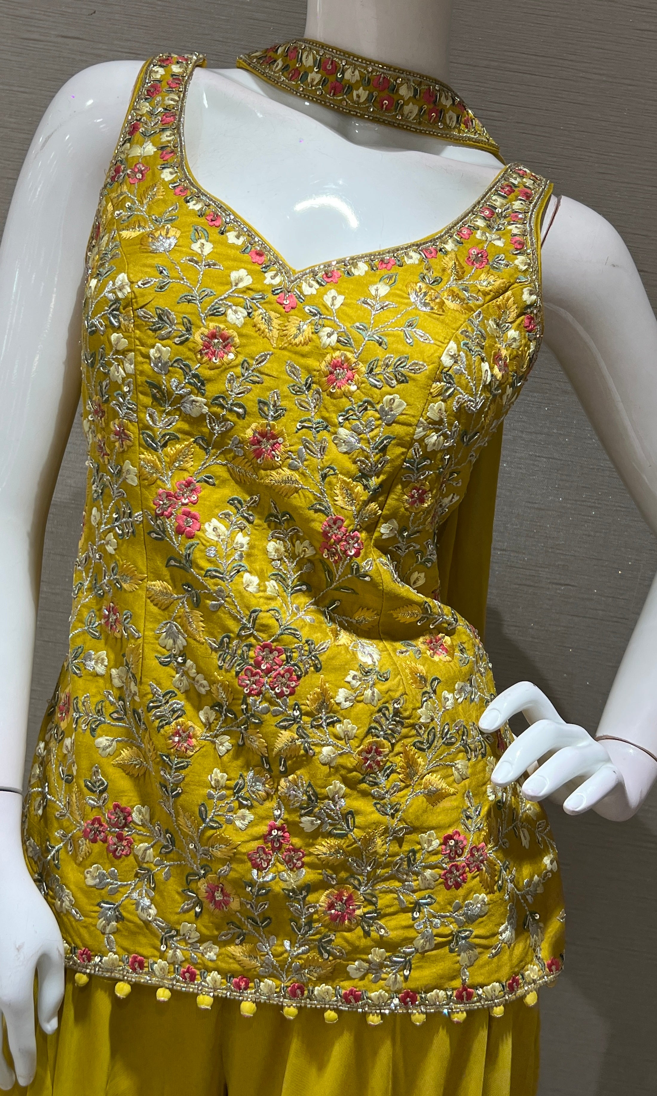 Yellow FLORAL PEPLUM palazzo SET