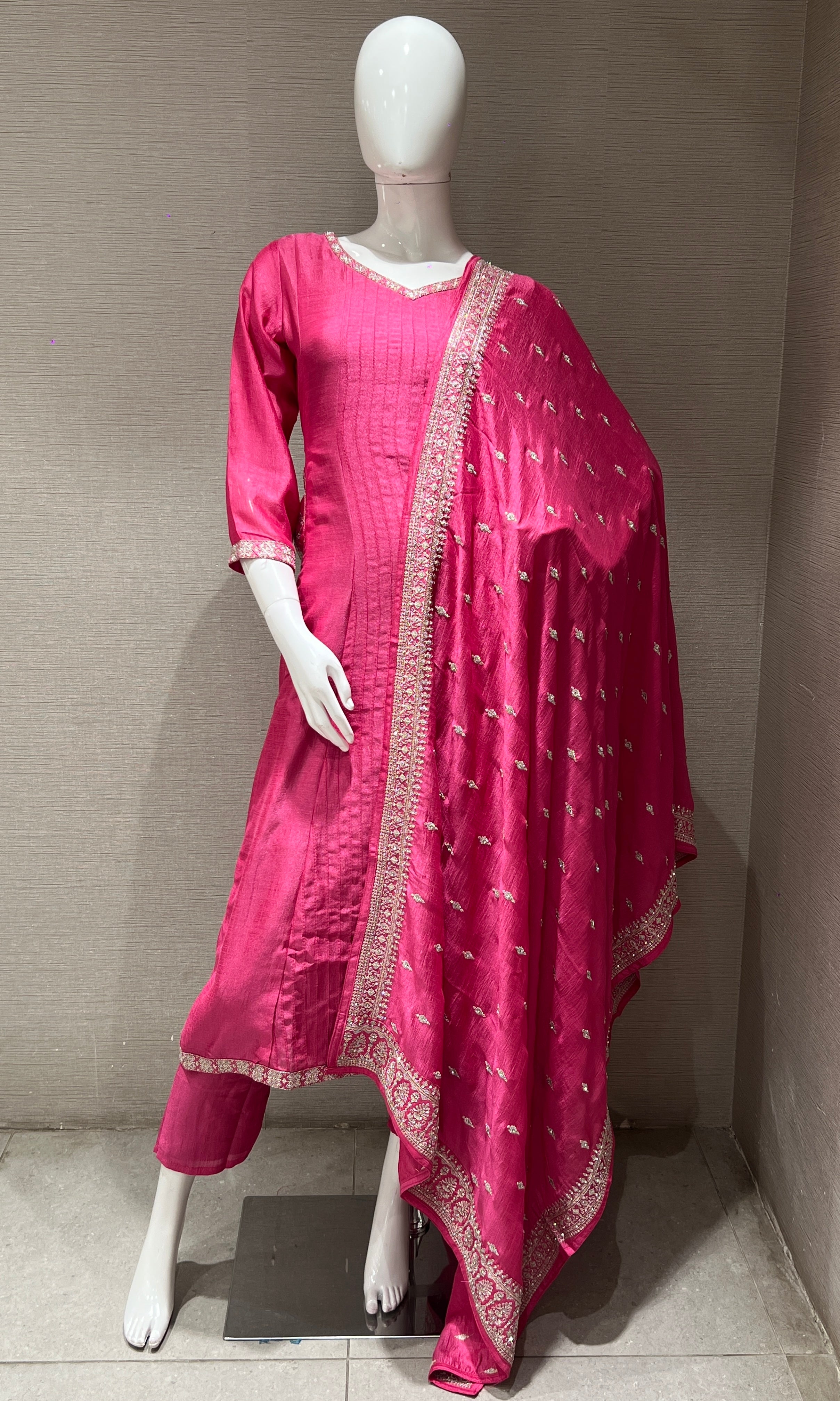 Pink Embroidered Kurta Set
