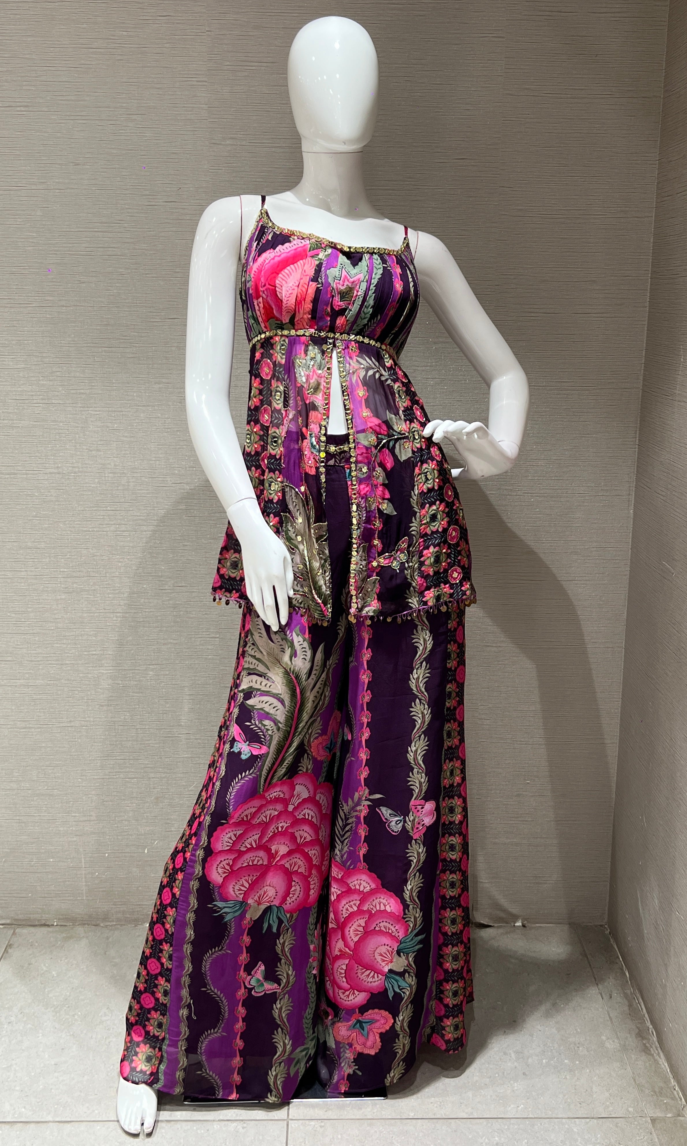 Purple floral fantasy palazoo