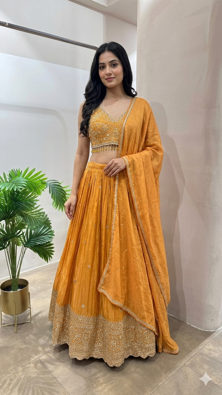 MUSTARD GOLDEN ETHNIC LEHENGA