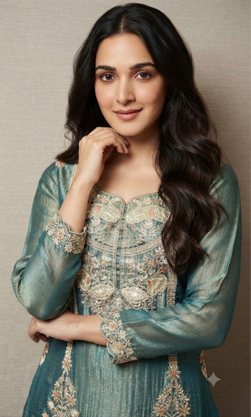 Light Blue Embroidered Sharara set with Sheer Dupatta