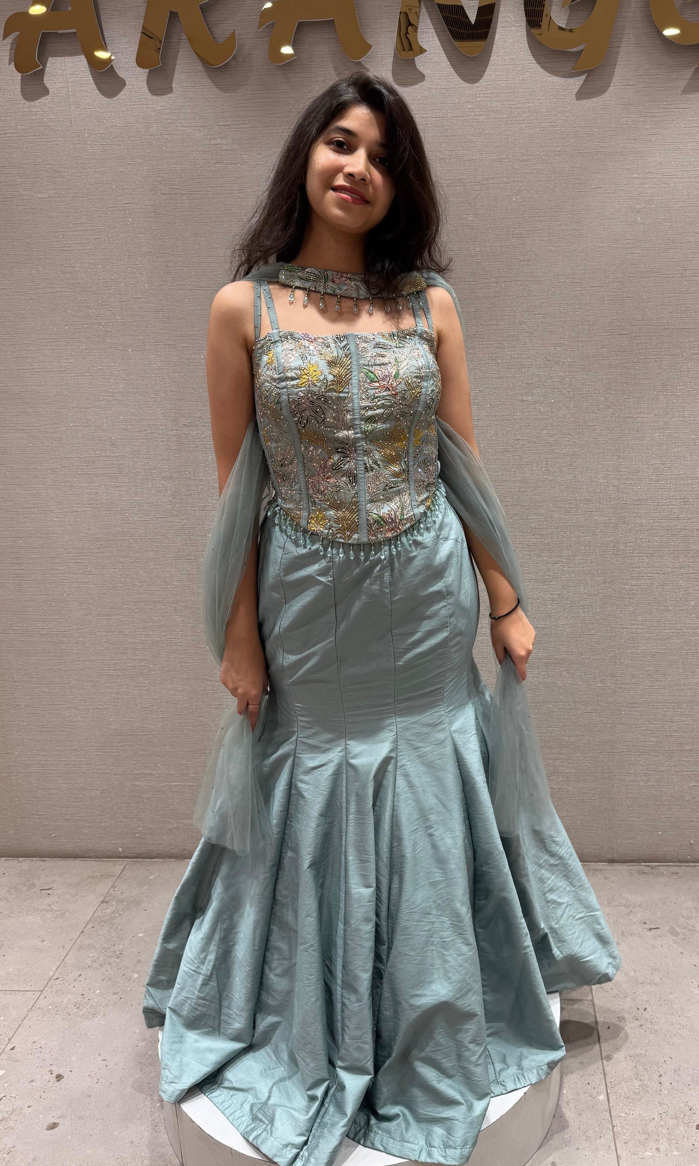 ICY MINT BLUE MERMAID LEHENGA SET