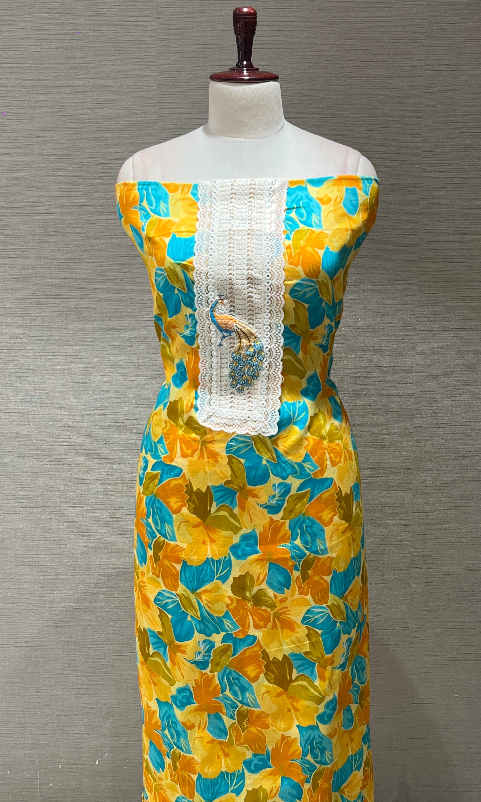 Mustard Yellow Floral dress material