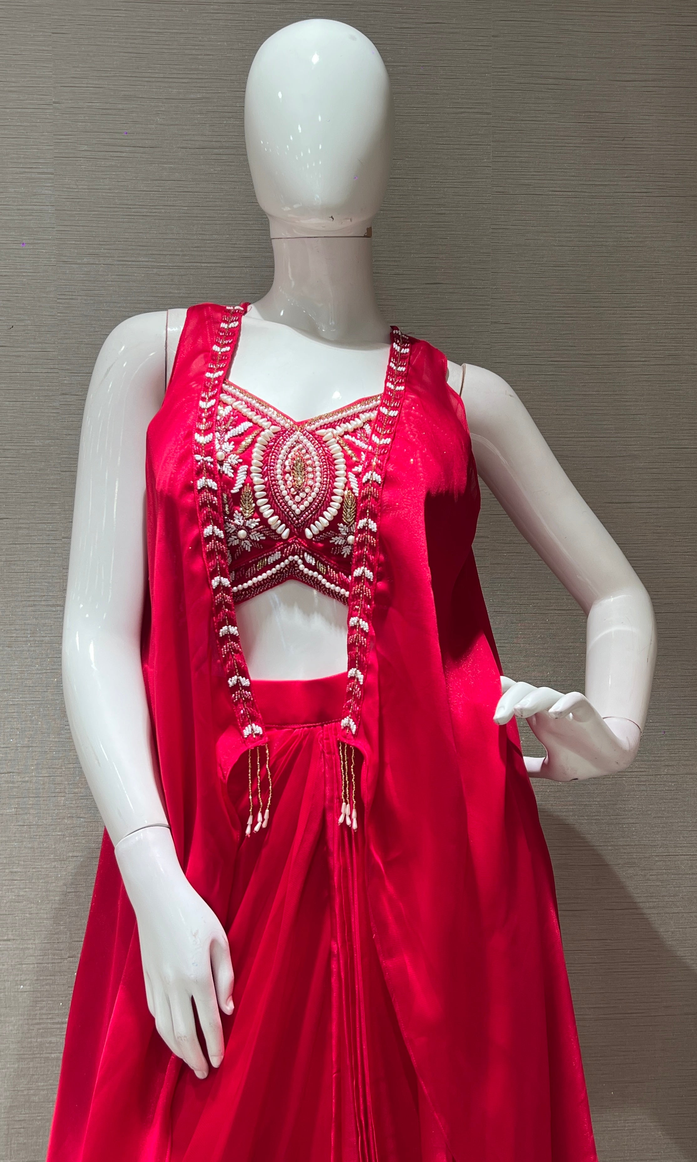 Rani pink EMBELLISHED BLOUSE AND SKIRT