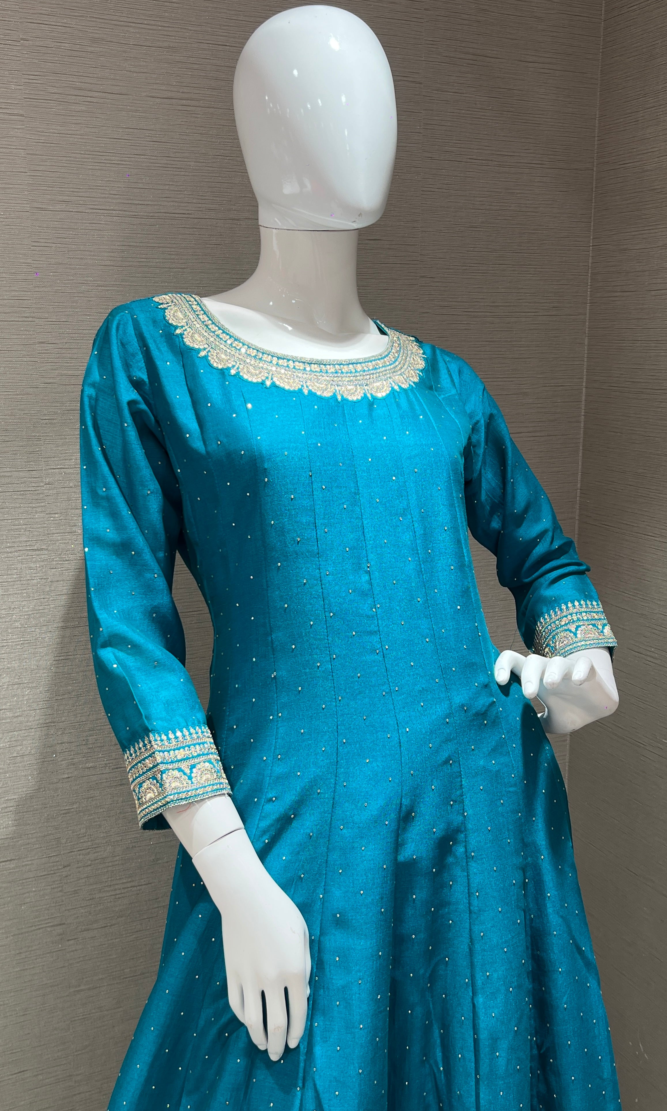 Blue Anarkali with palazzo pants