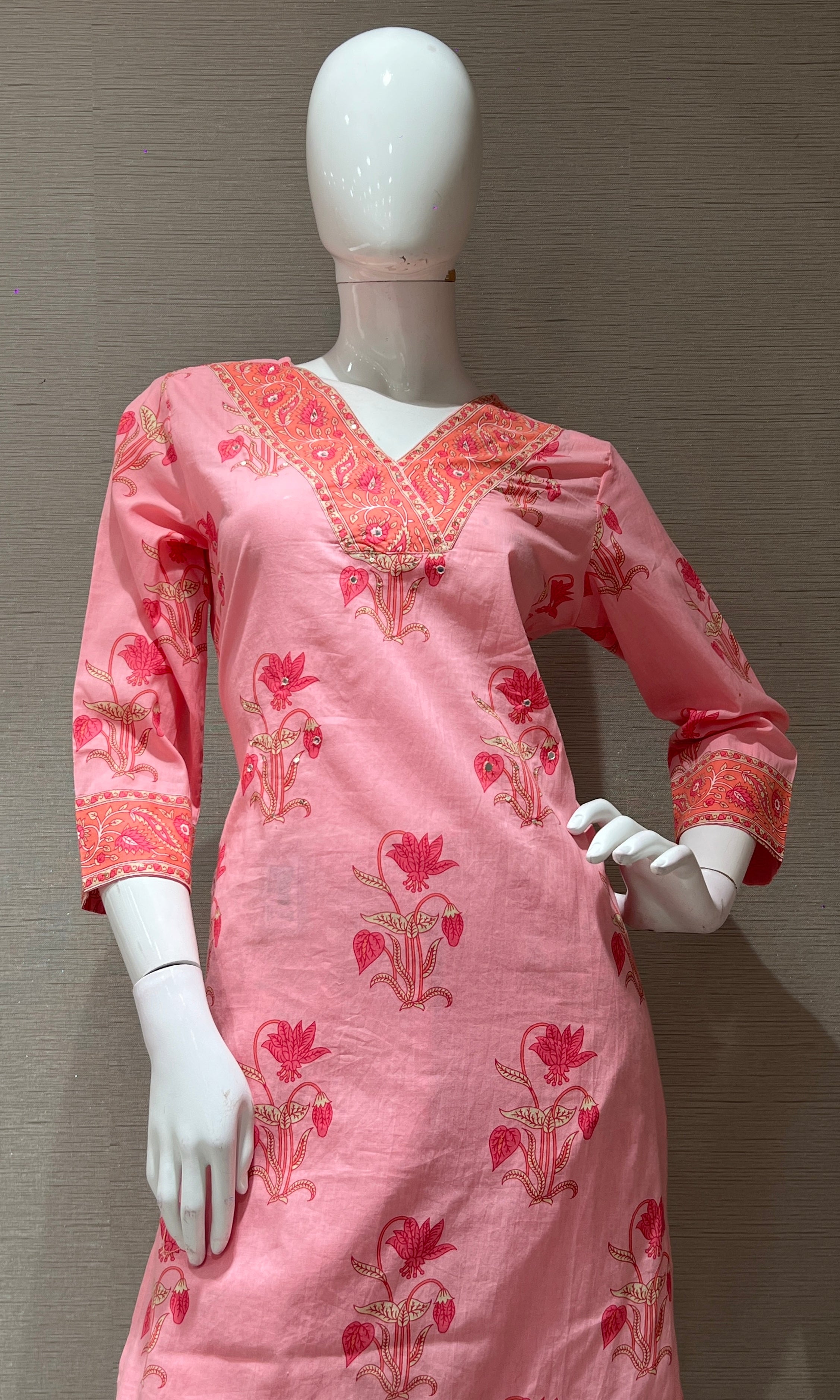 Baby pink FLORAL PRINT kurta set