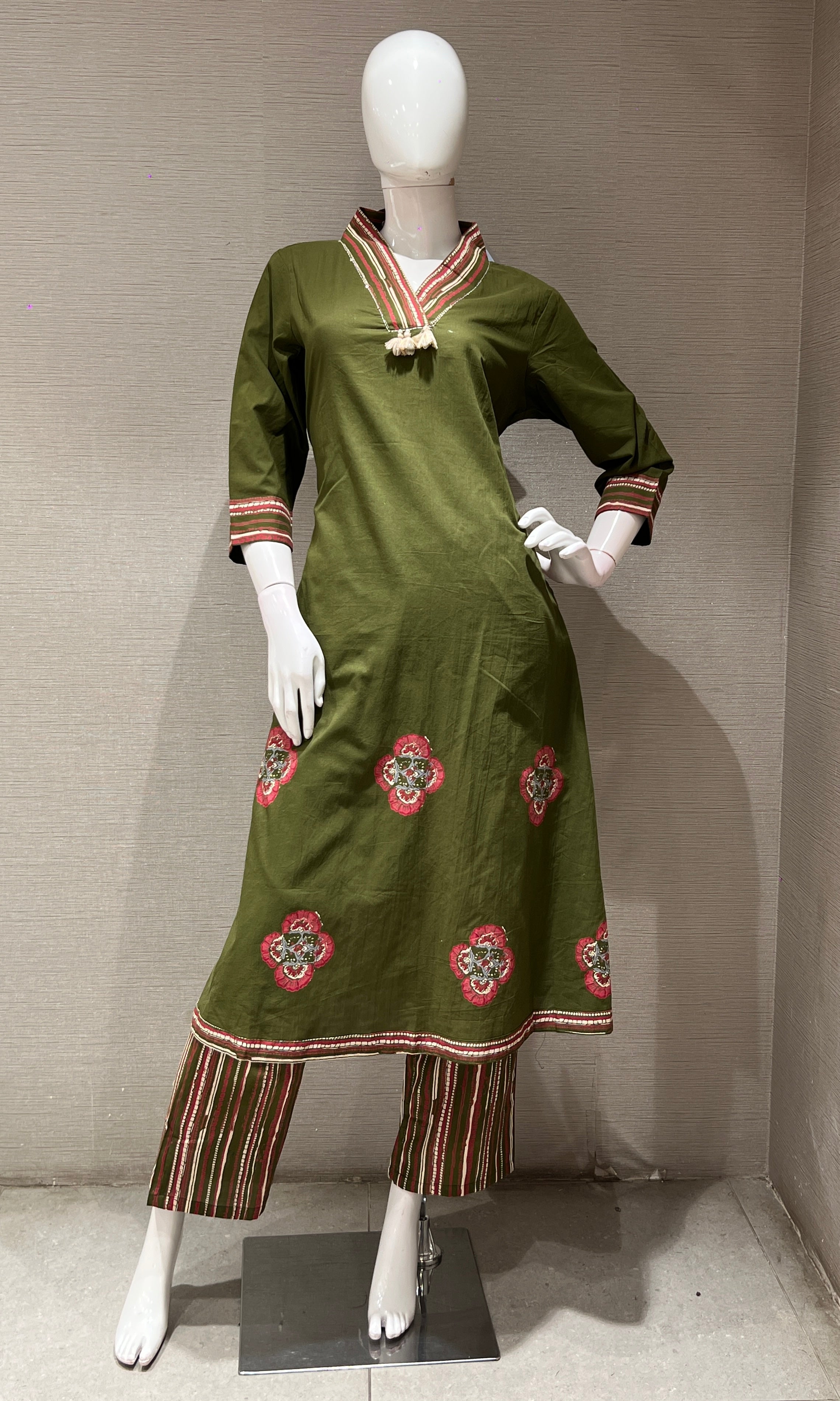 Mehandi green PRINTED KURTA SET