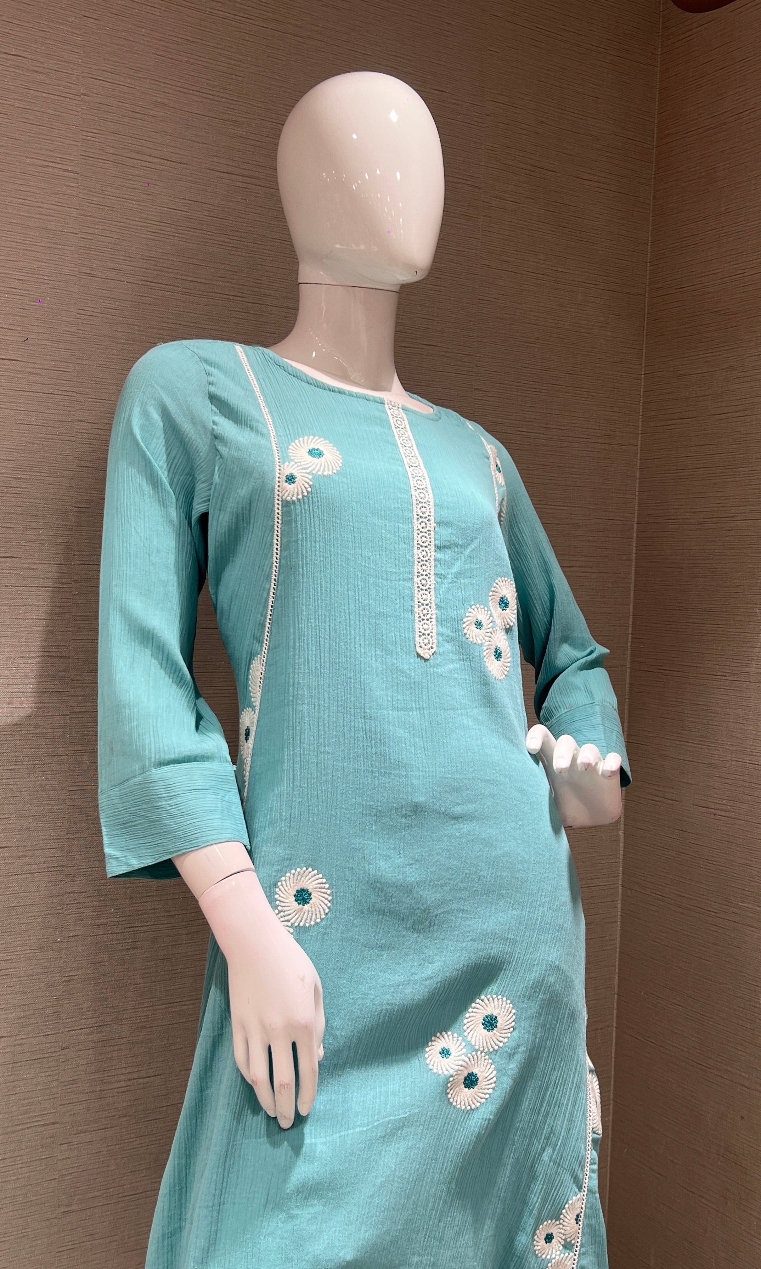 Sea Blue FLORAL KURTI TOP