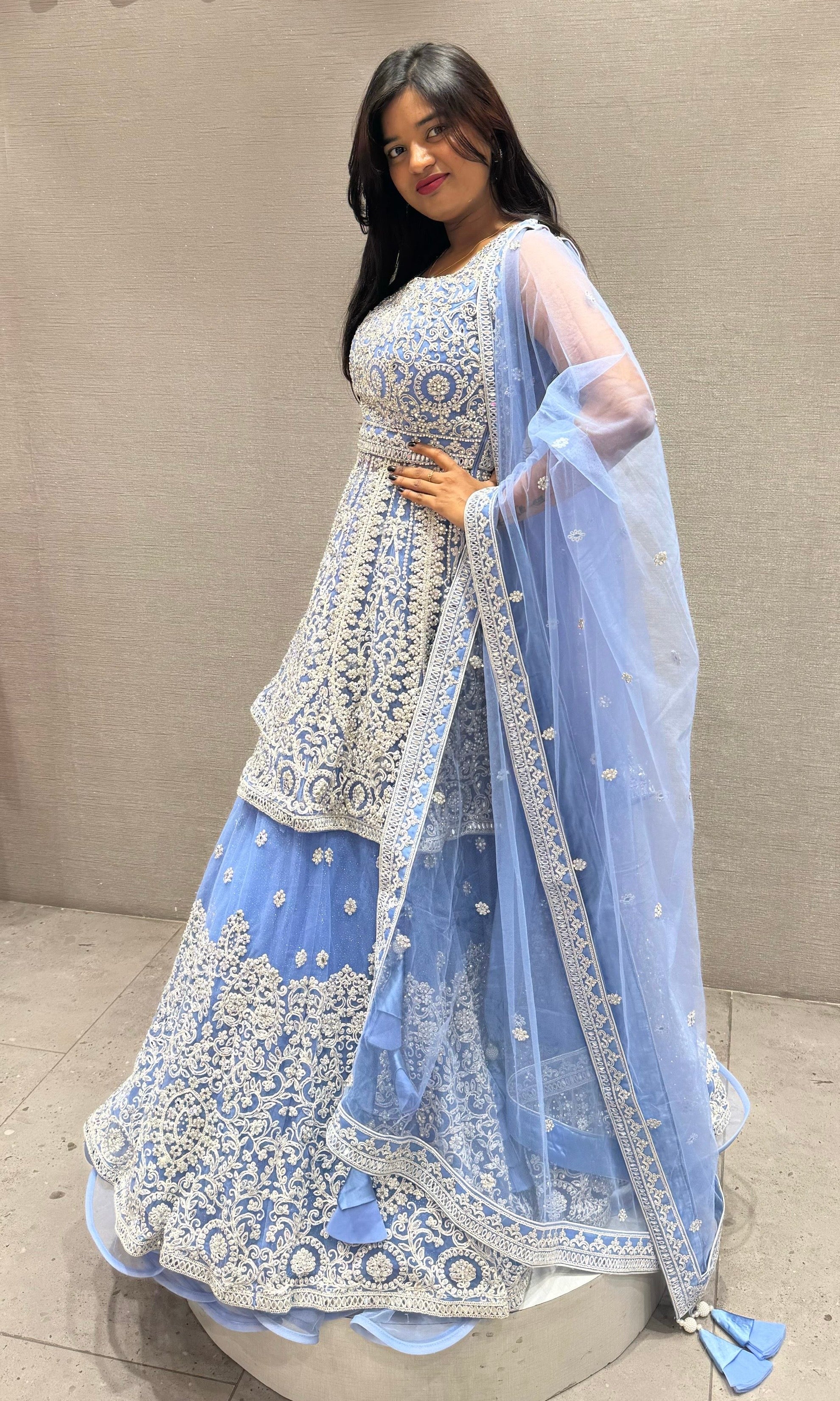 Light Blue lehenga with peplum