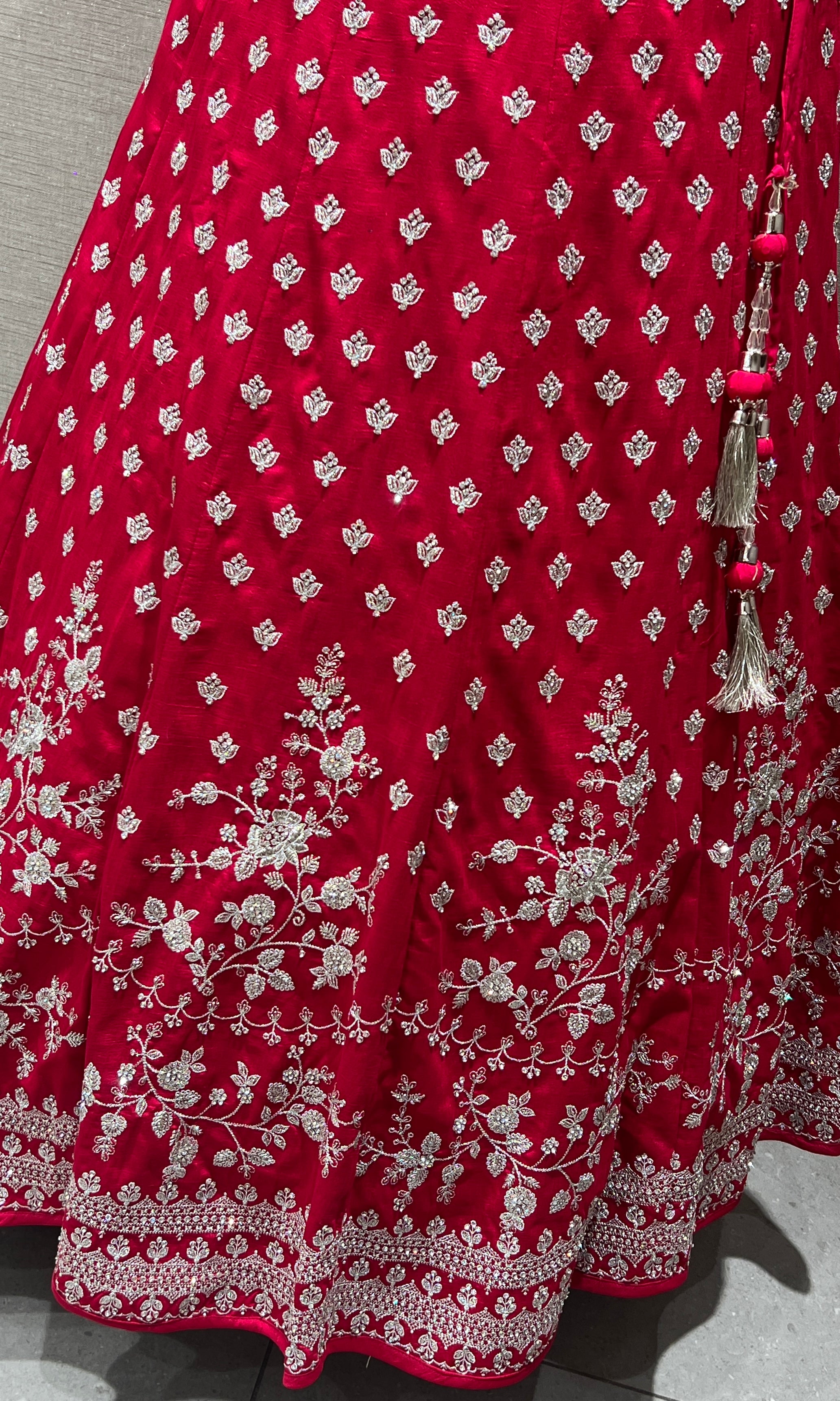 Rani pink intricate zari and sequence LEHENGA