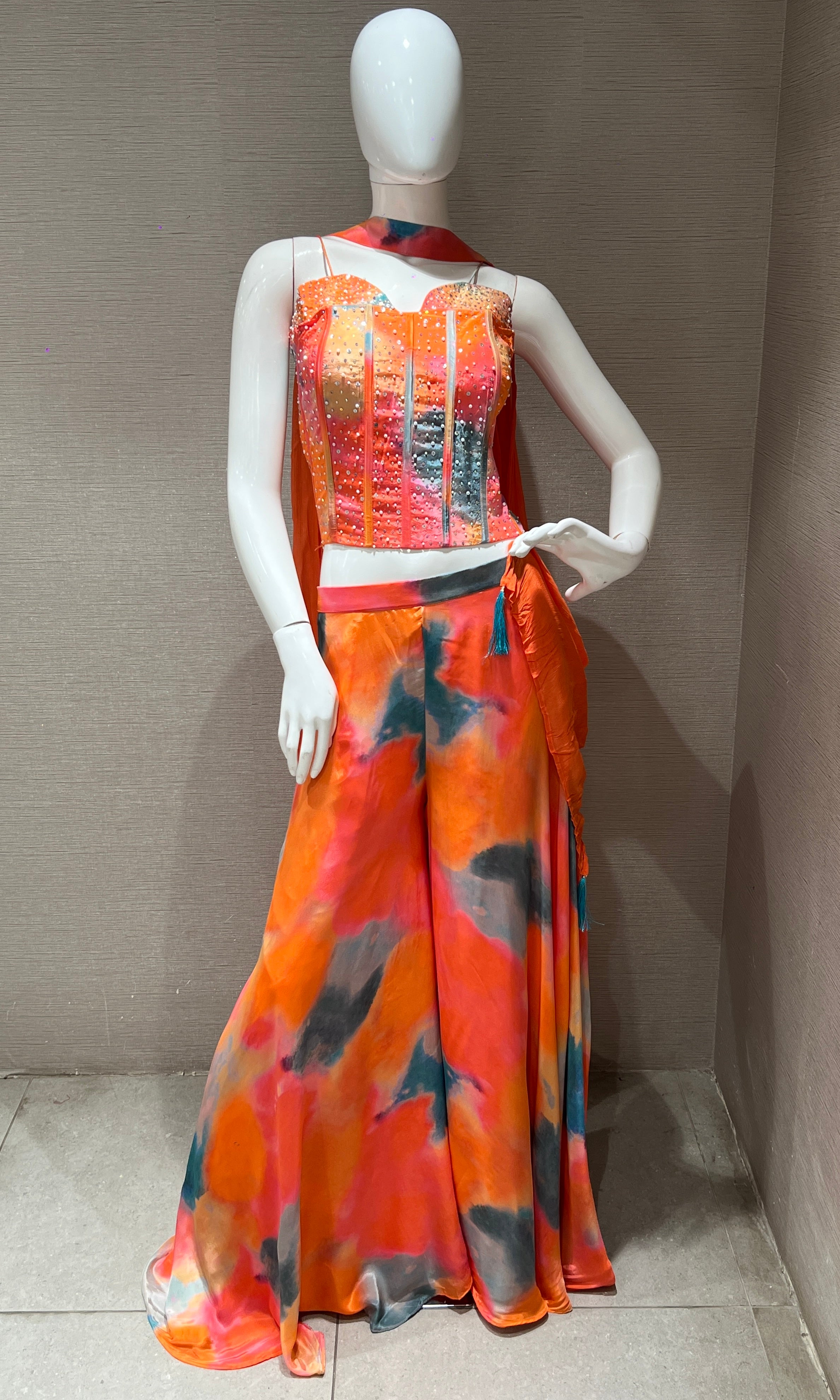 Orange Printed with Contrast Palazzo