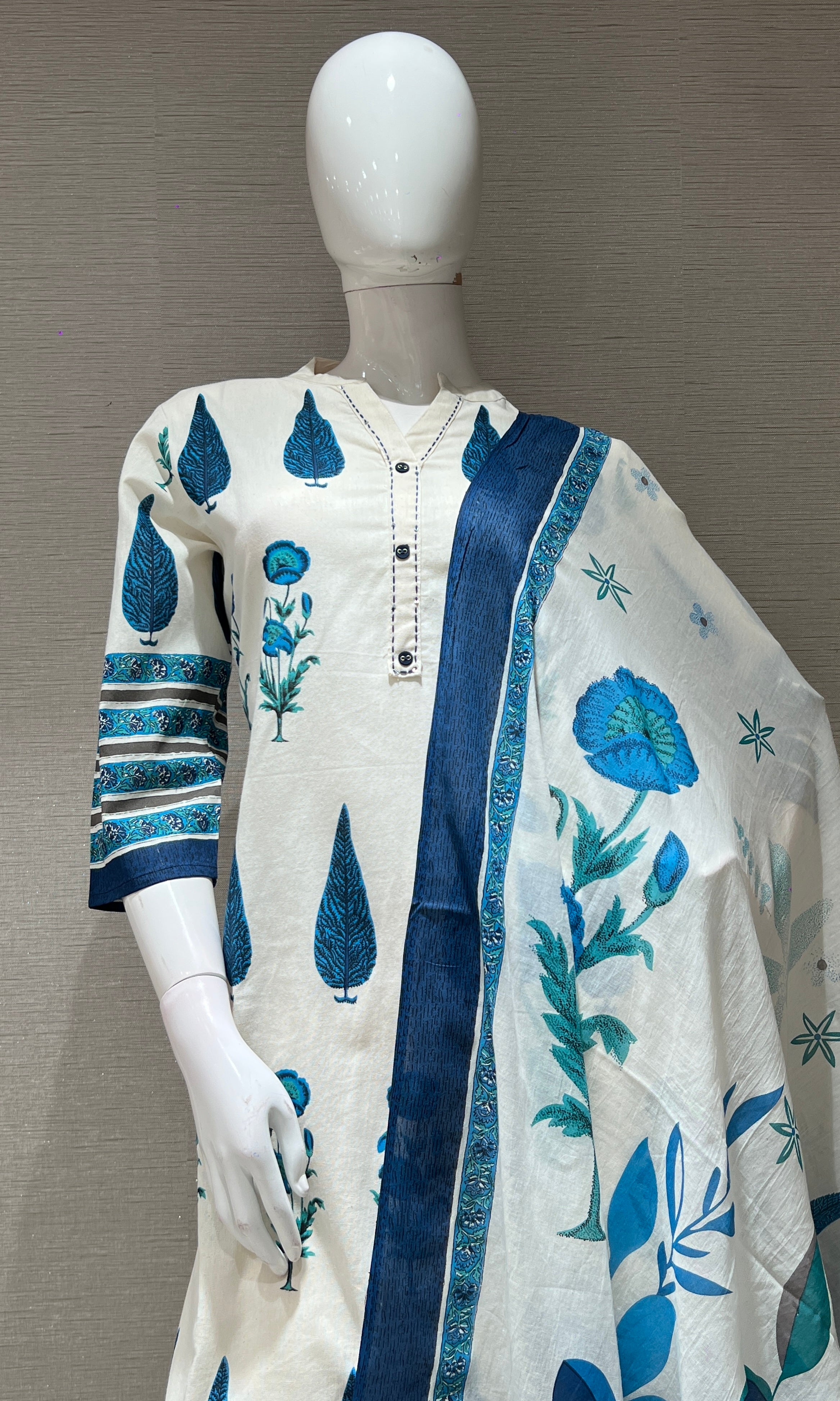 Cream ETHNIC PRINTED kurta set