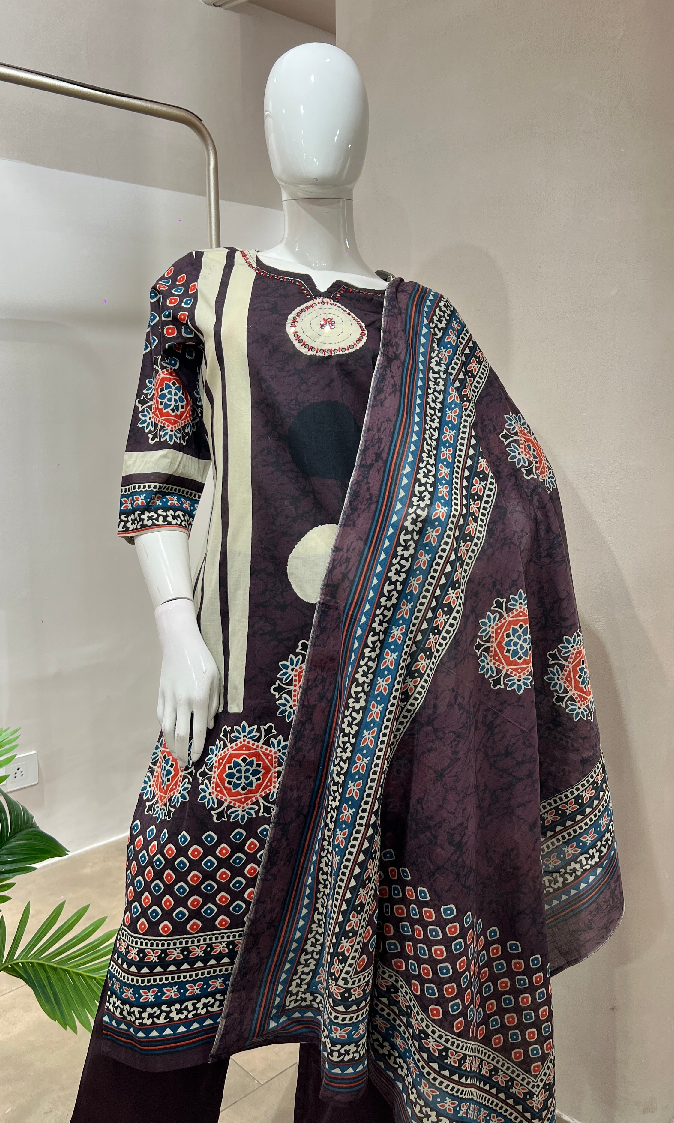Wine EMBROIDERED kurta set