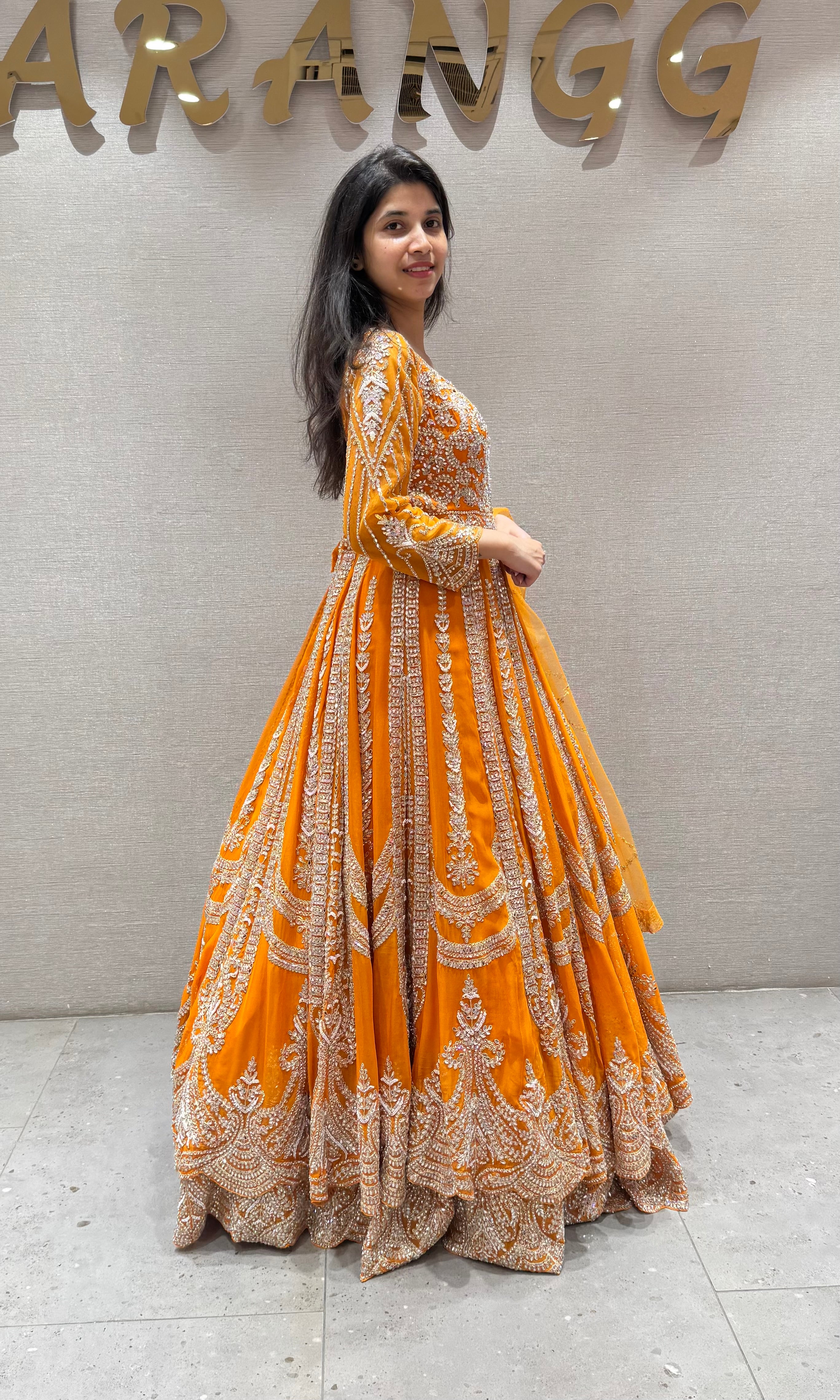 Orange golden embroidered Lehenga