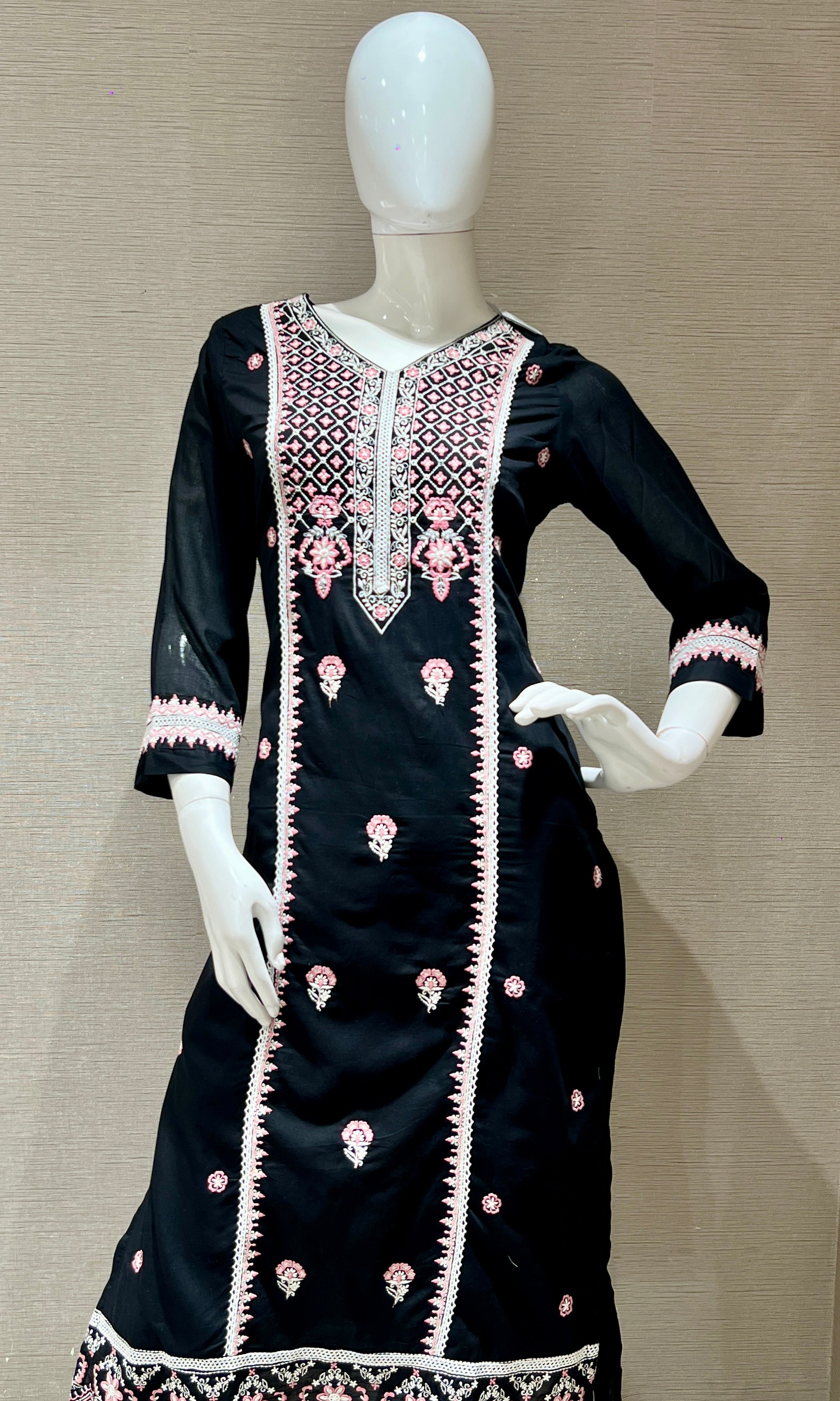 Black Embroidered Kurta Set with Dupatta