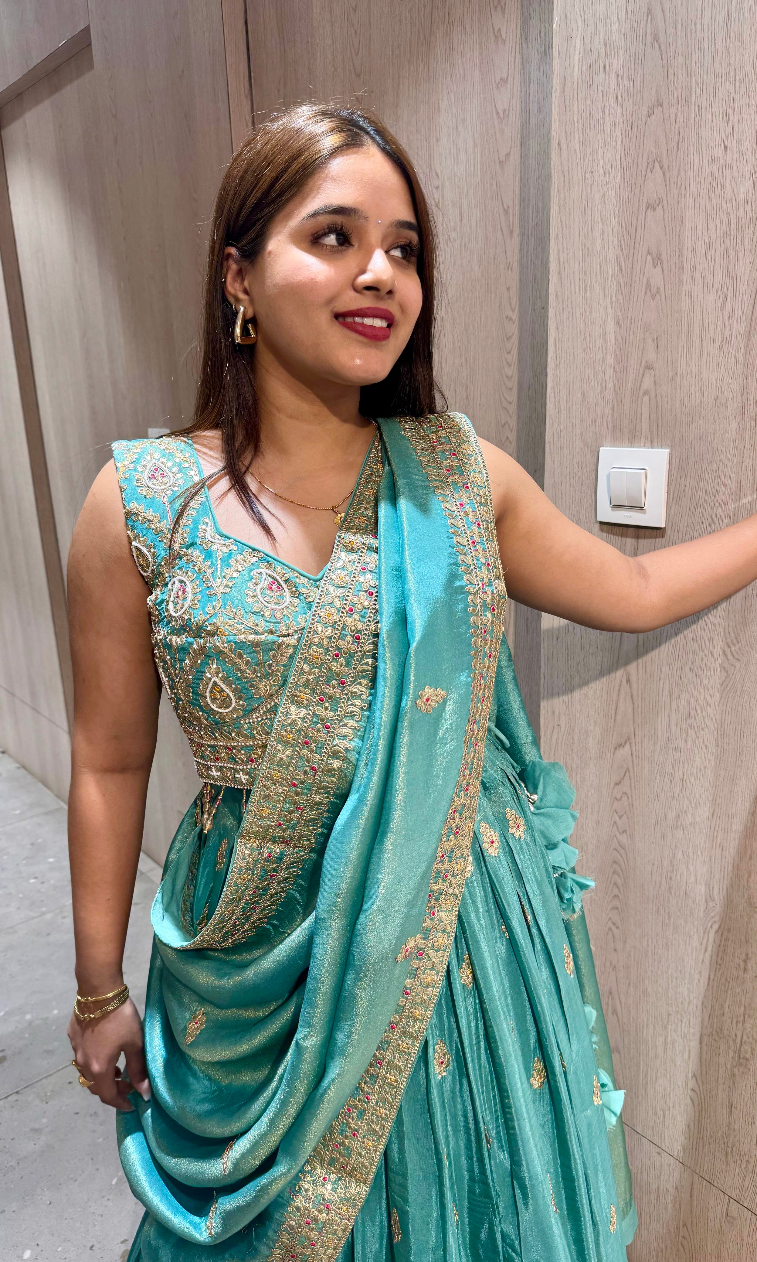 Light blue croptop Lehenga