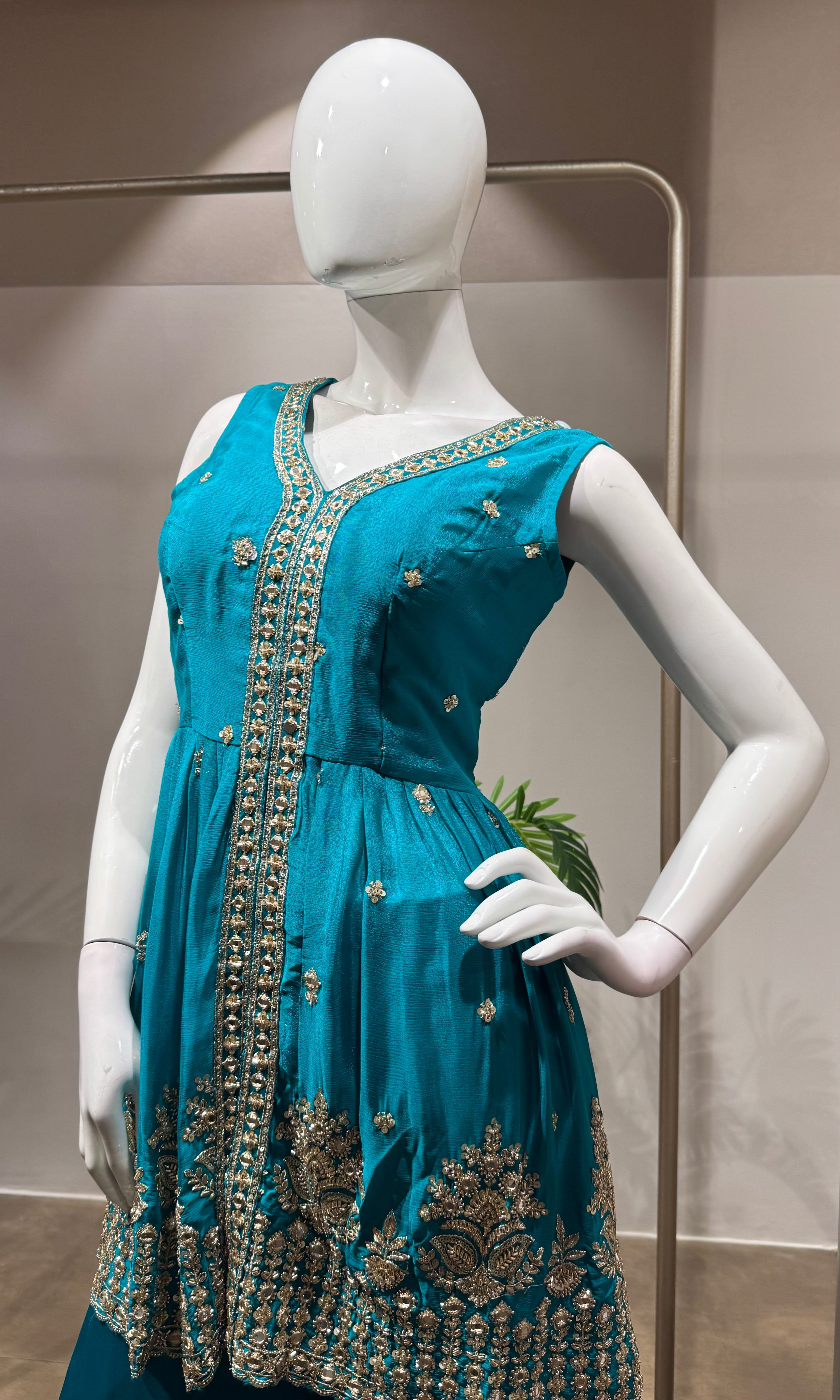 RAMA EMBROIDERED PEPLUM PALAZZO SET