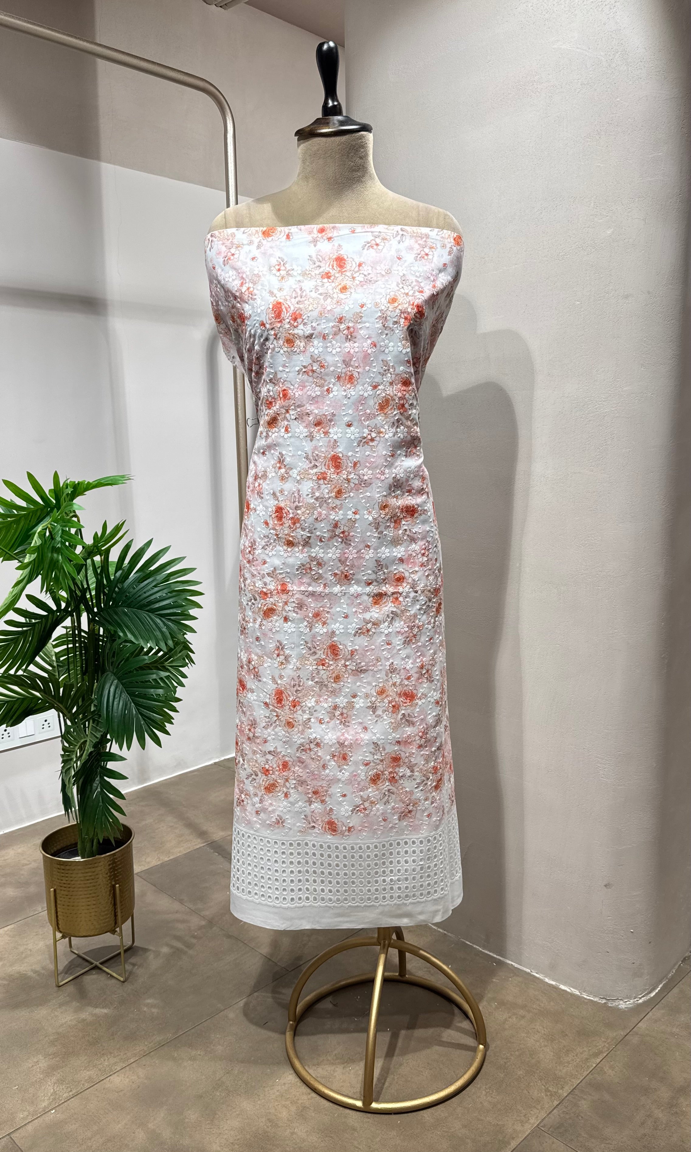 PEACH Georgette Dress Material