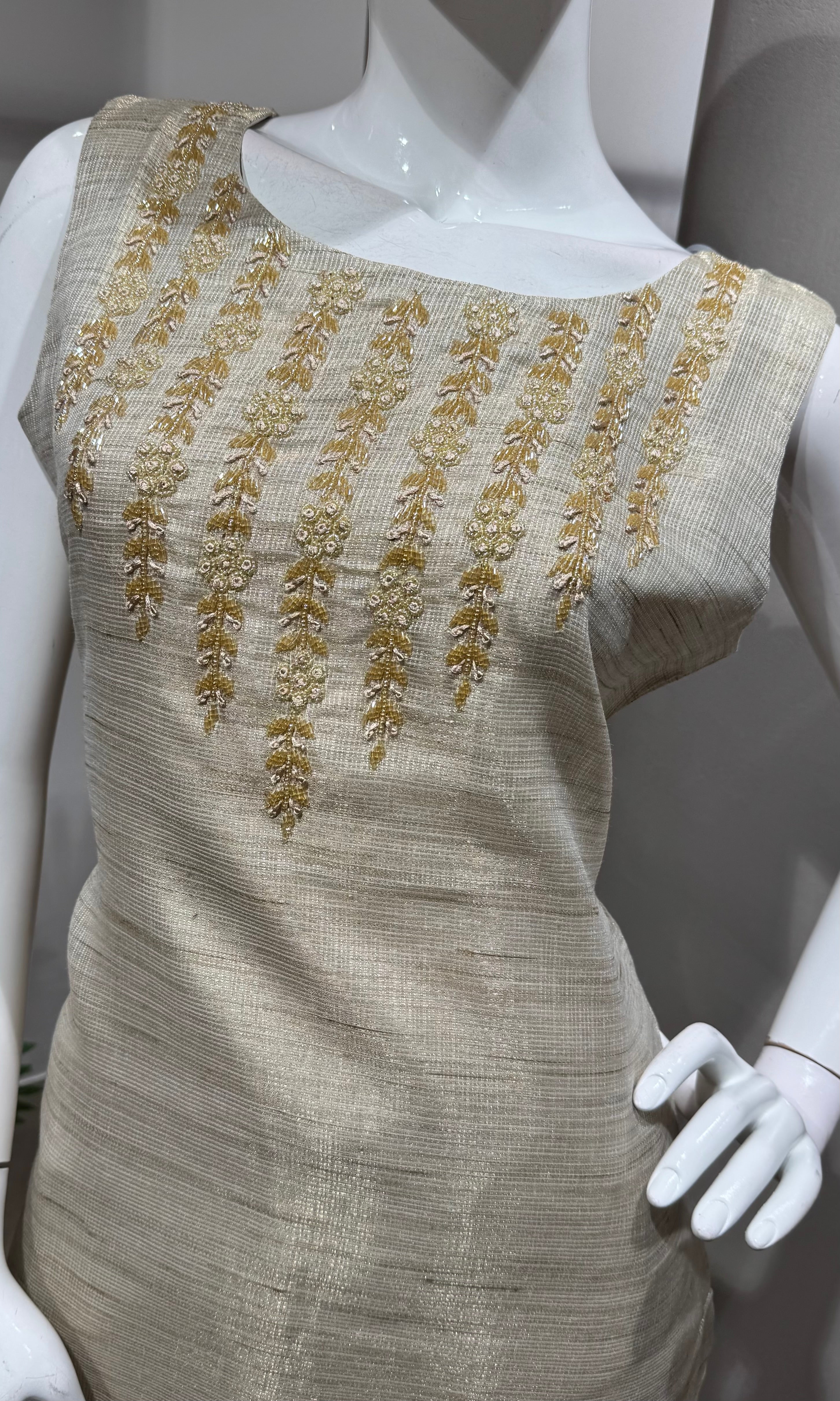 Fawn Banarasi Silk Elegant Kurta SET