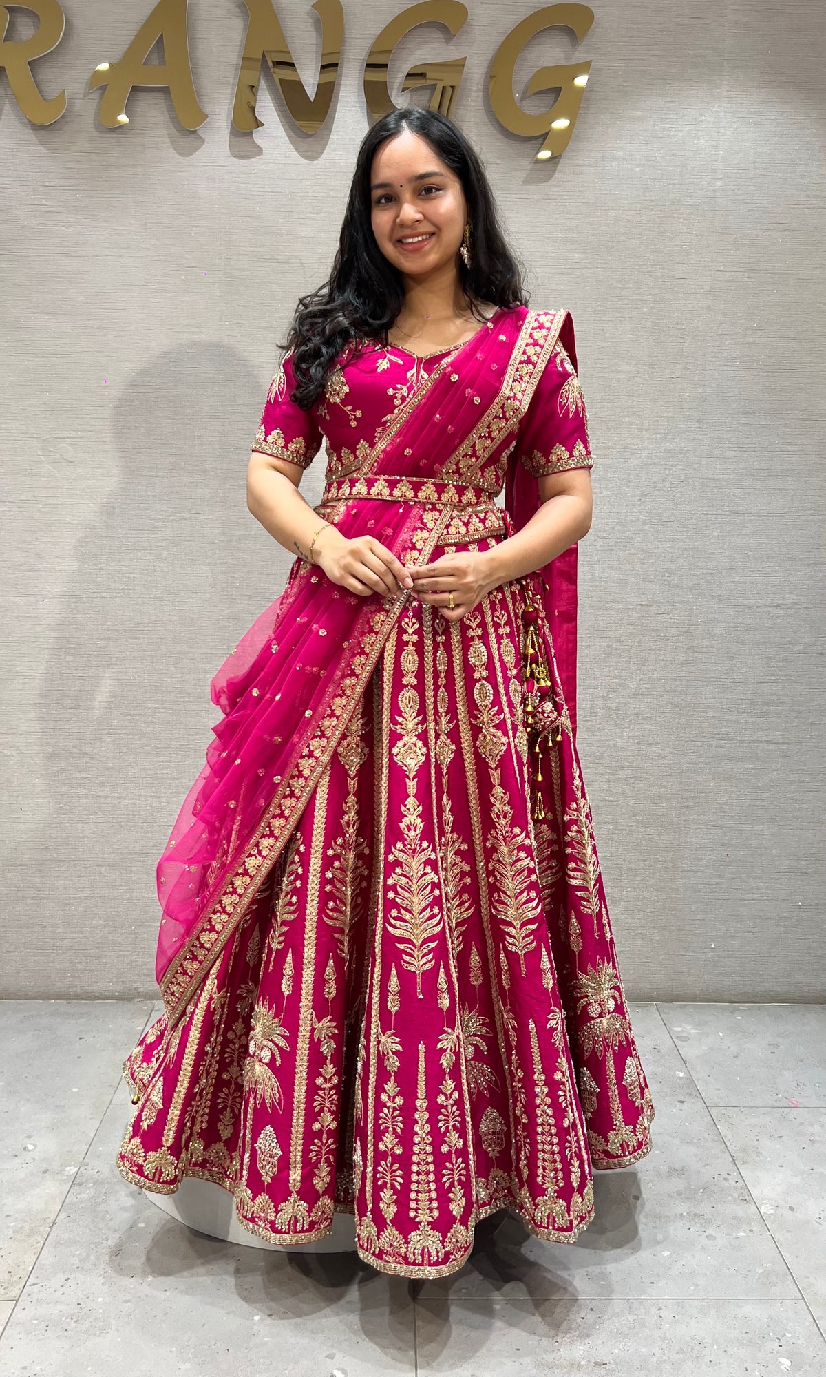 Pink GOLDEN INTRICATE EMBROIDERED Lehenga