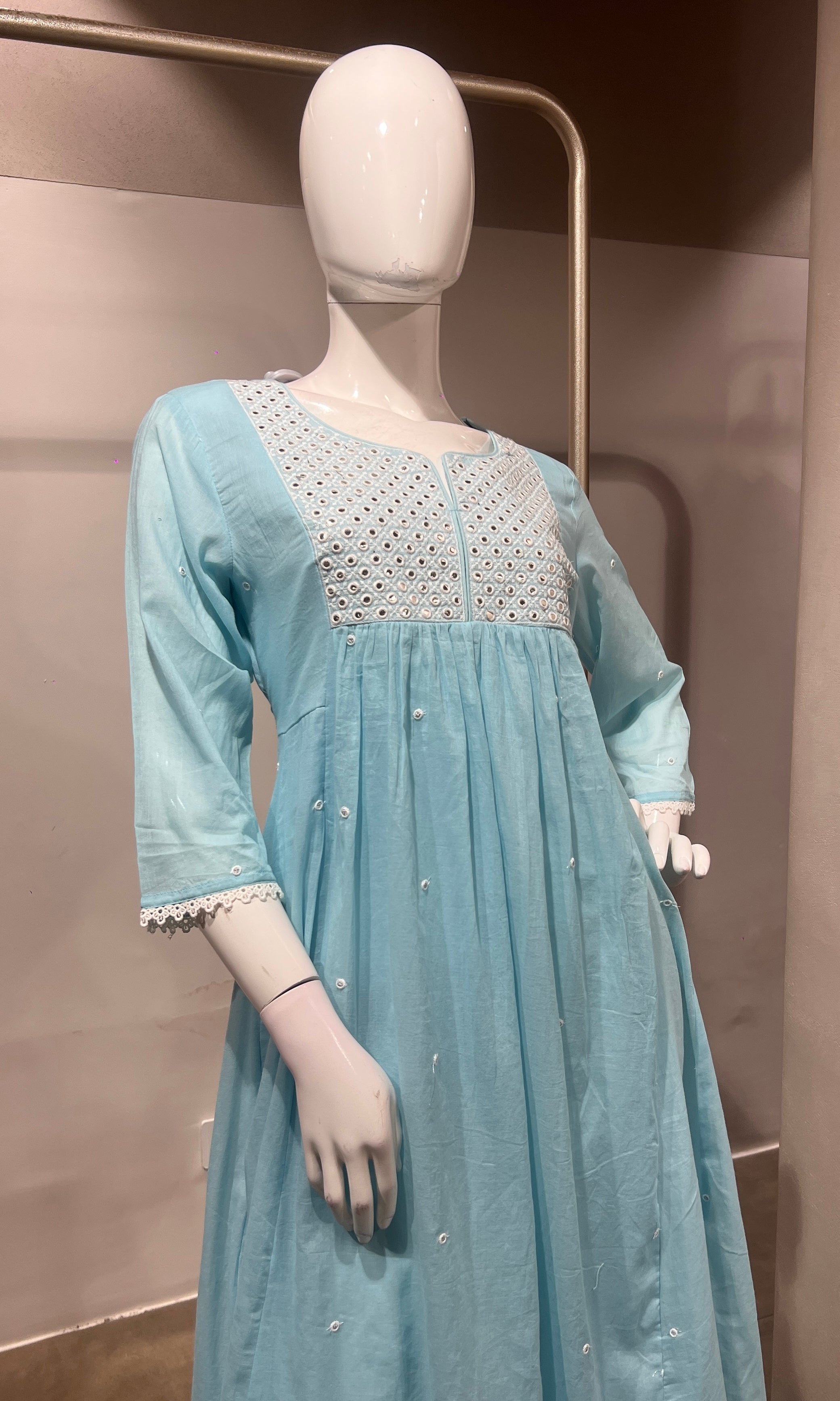 Sea Blue Embroidered frock