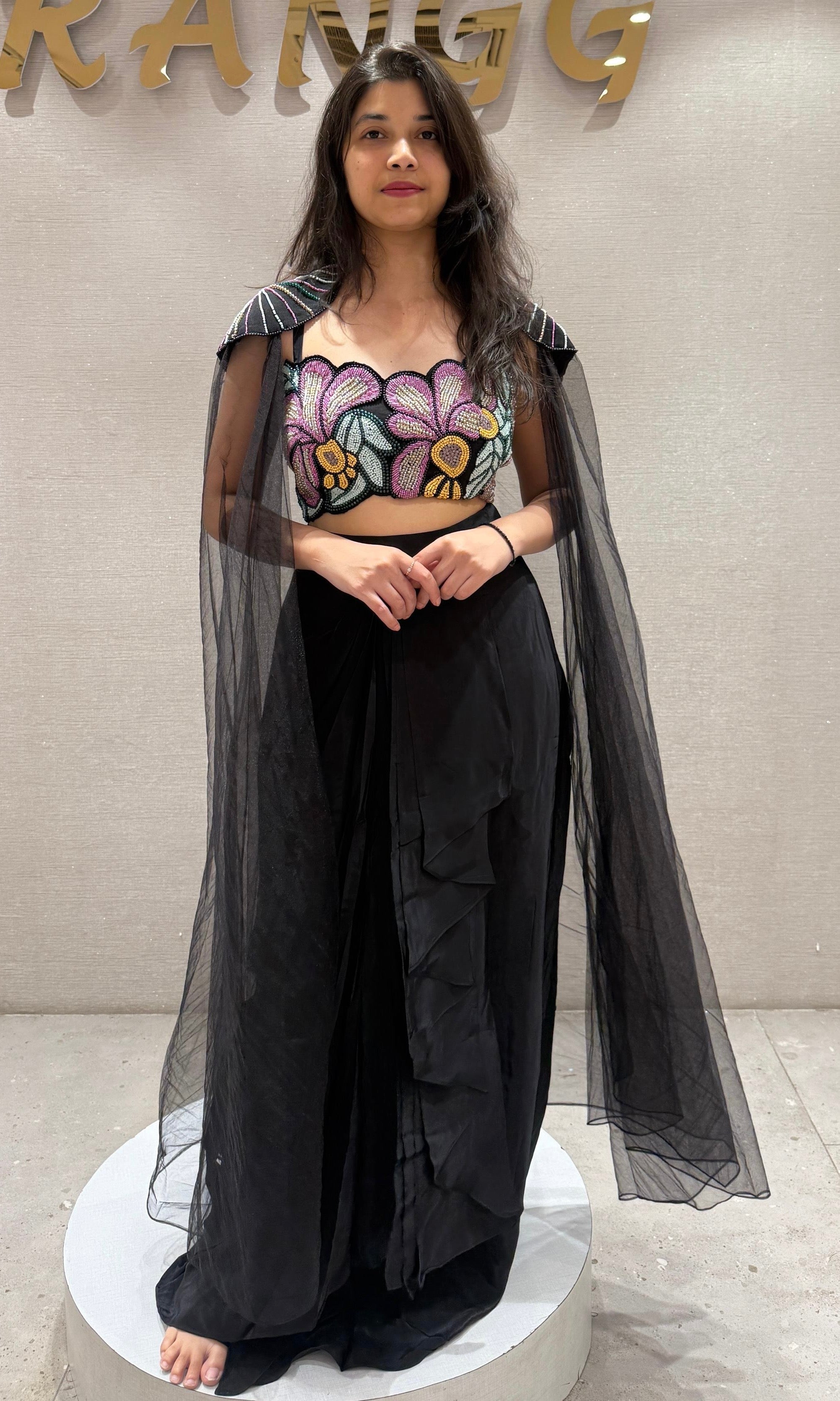 BLACK EMBROIDERED INDO WESTERN DRESS