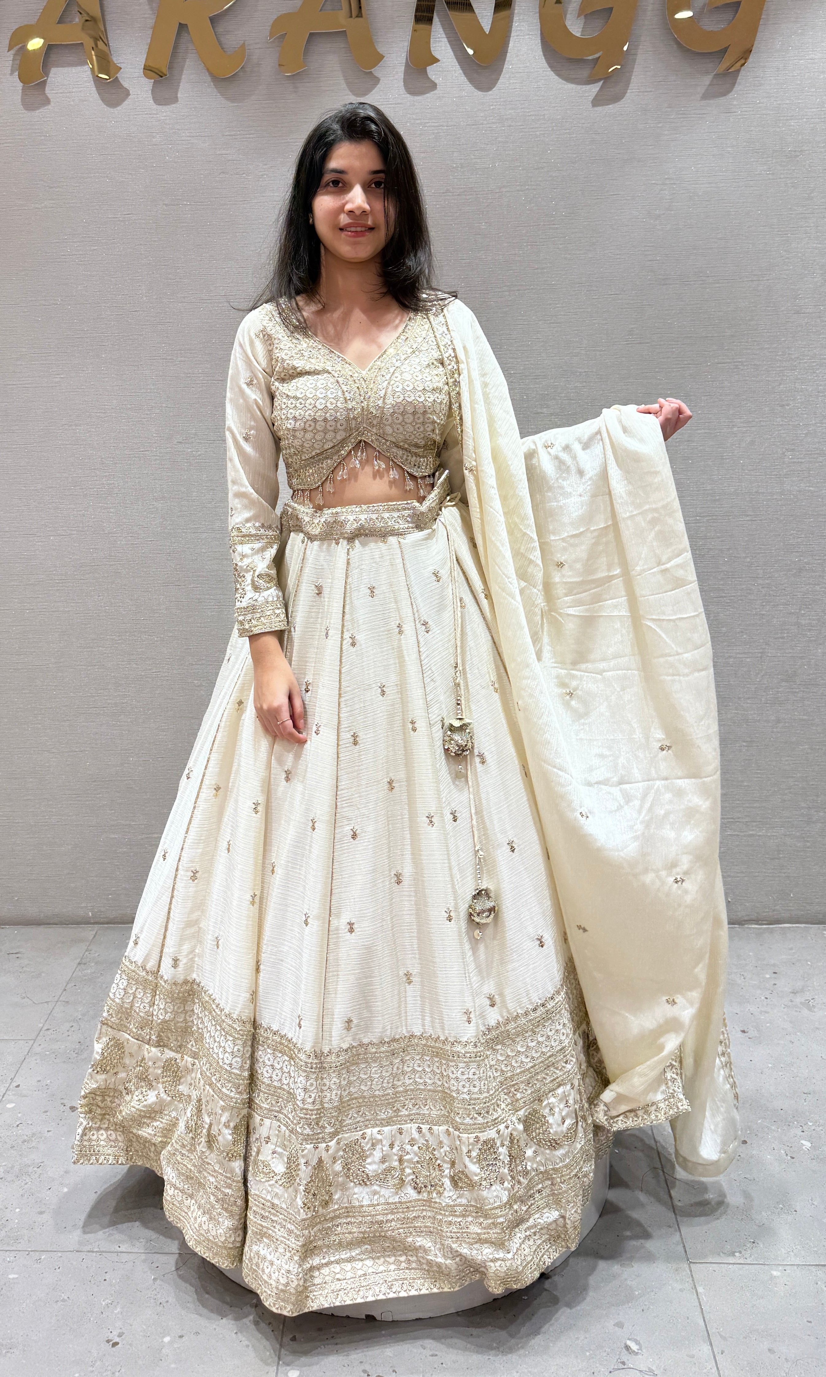 Cream Lehenga
