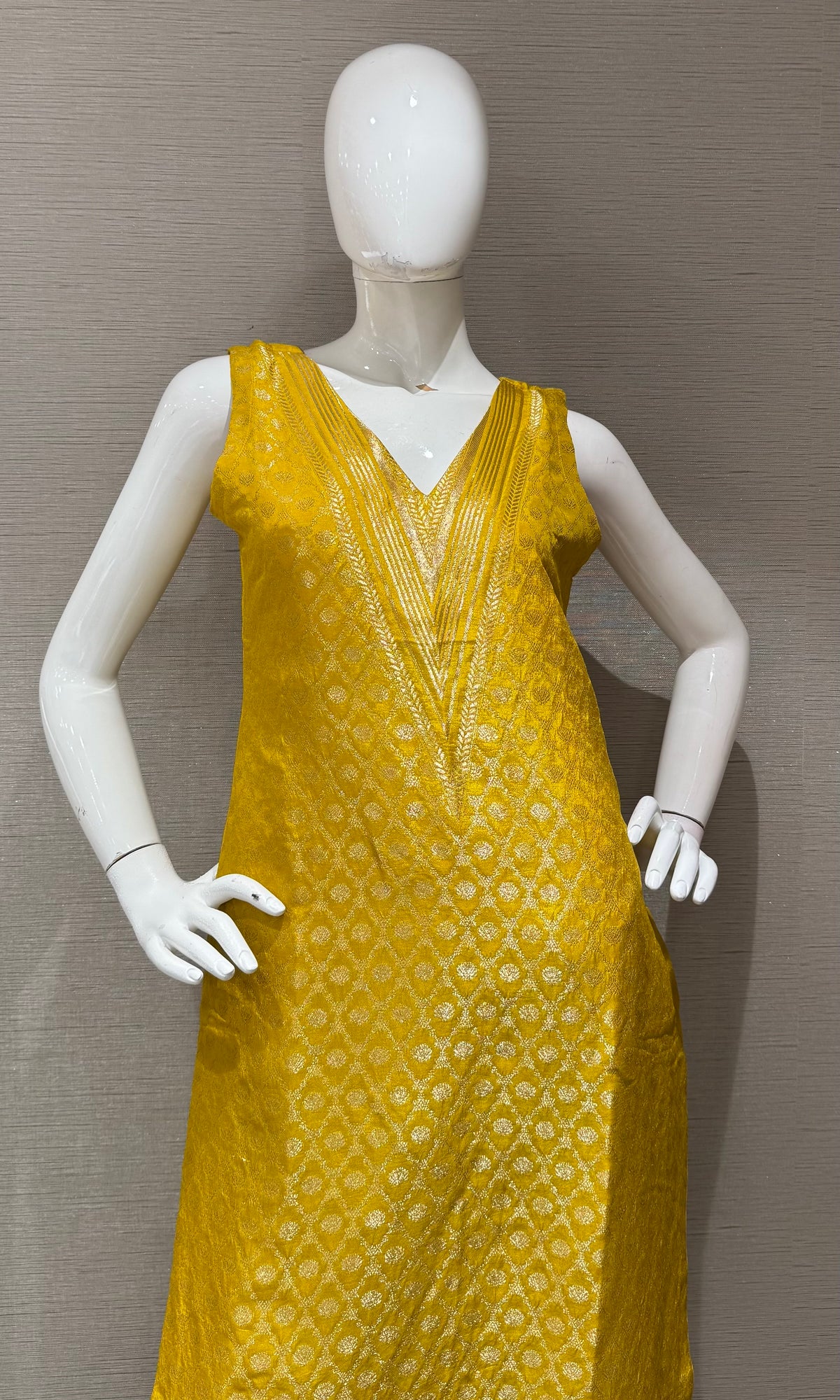 Yellow Golden Embroidered Kurta Set with Dupatta