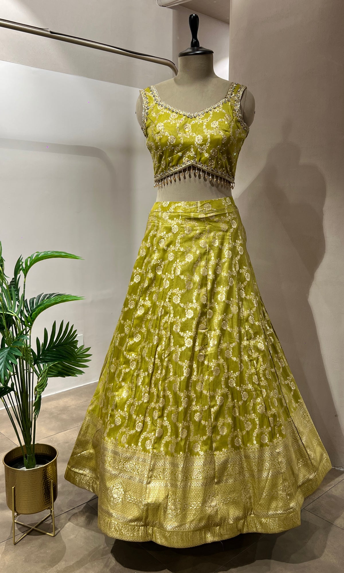 GREEN EMBROIDERED LEHENGA