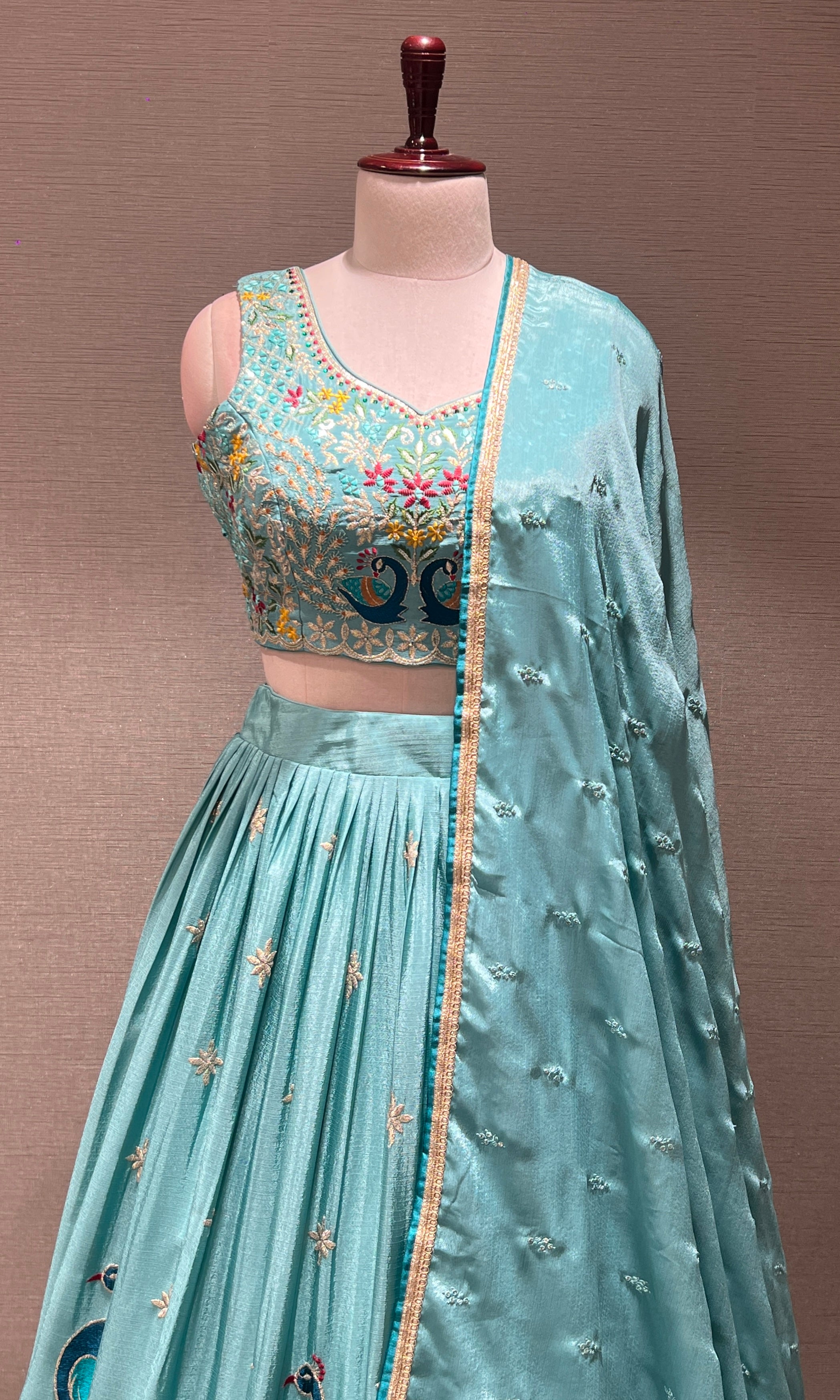 Blue Lehenga WITH PEACOCK DESIGN