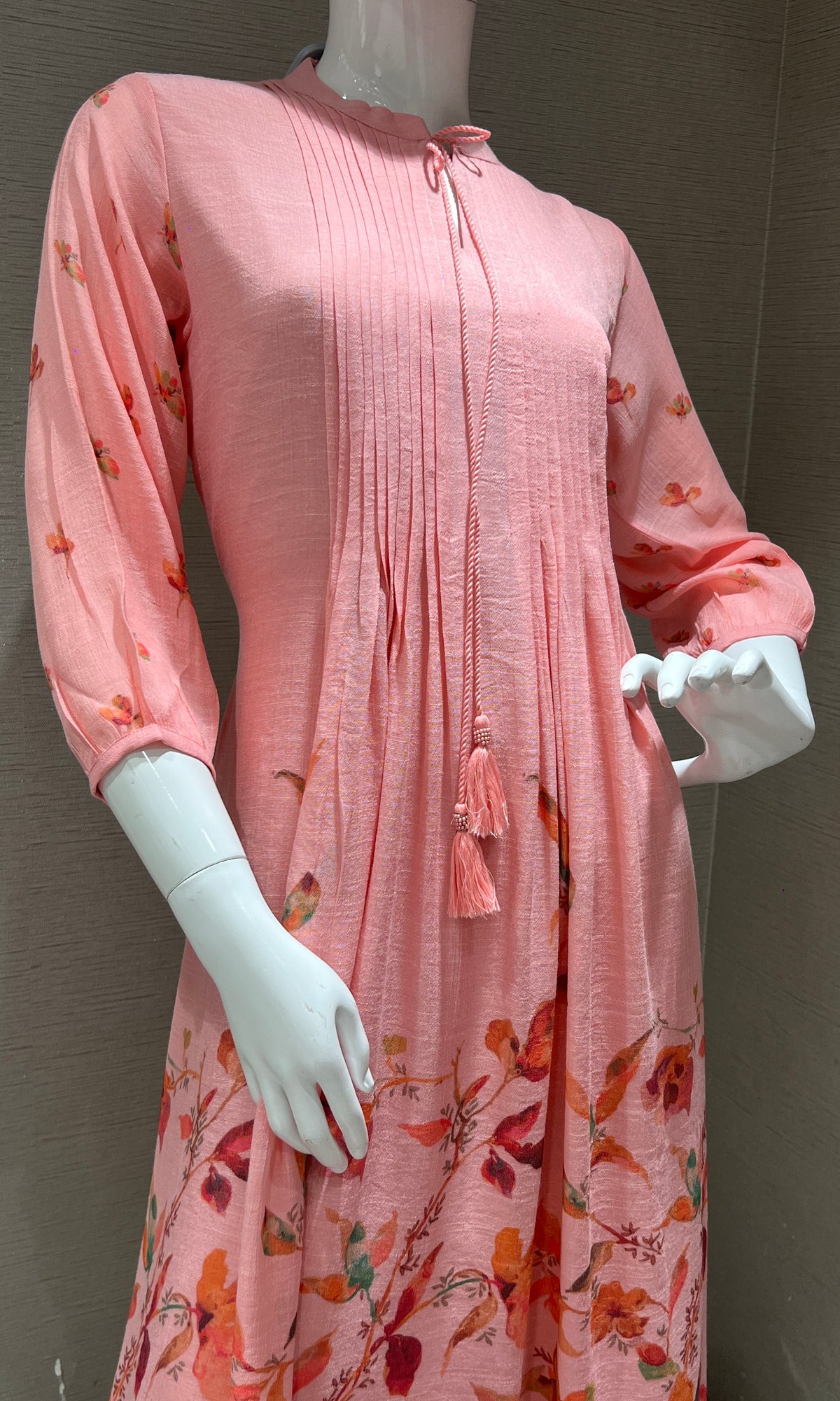 Baby pink Floral Anarkali top