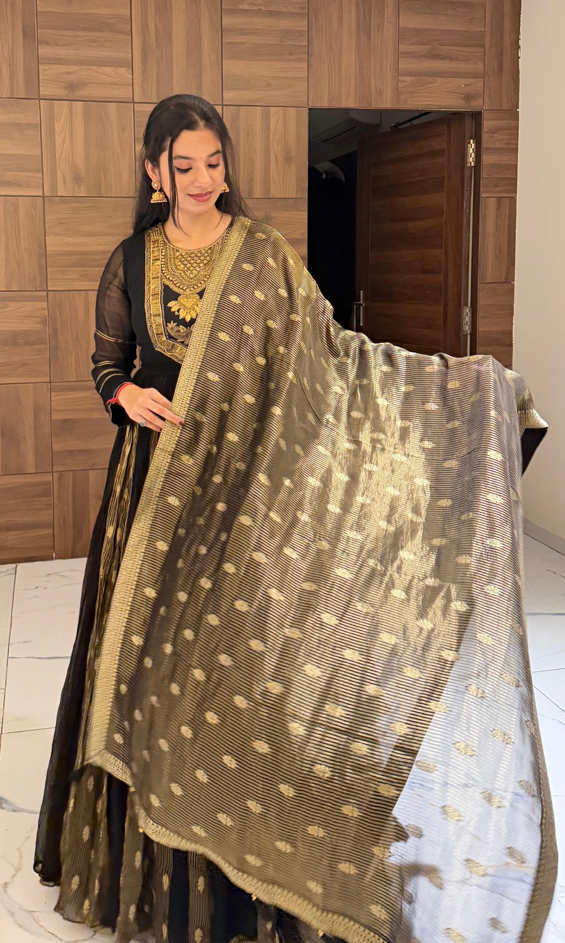 Black GOLDEN ANARKALI
