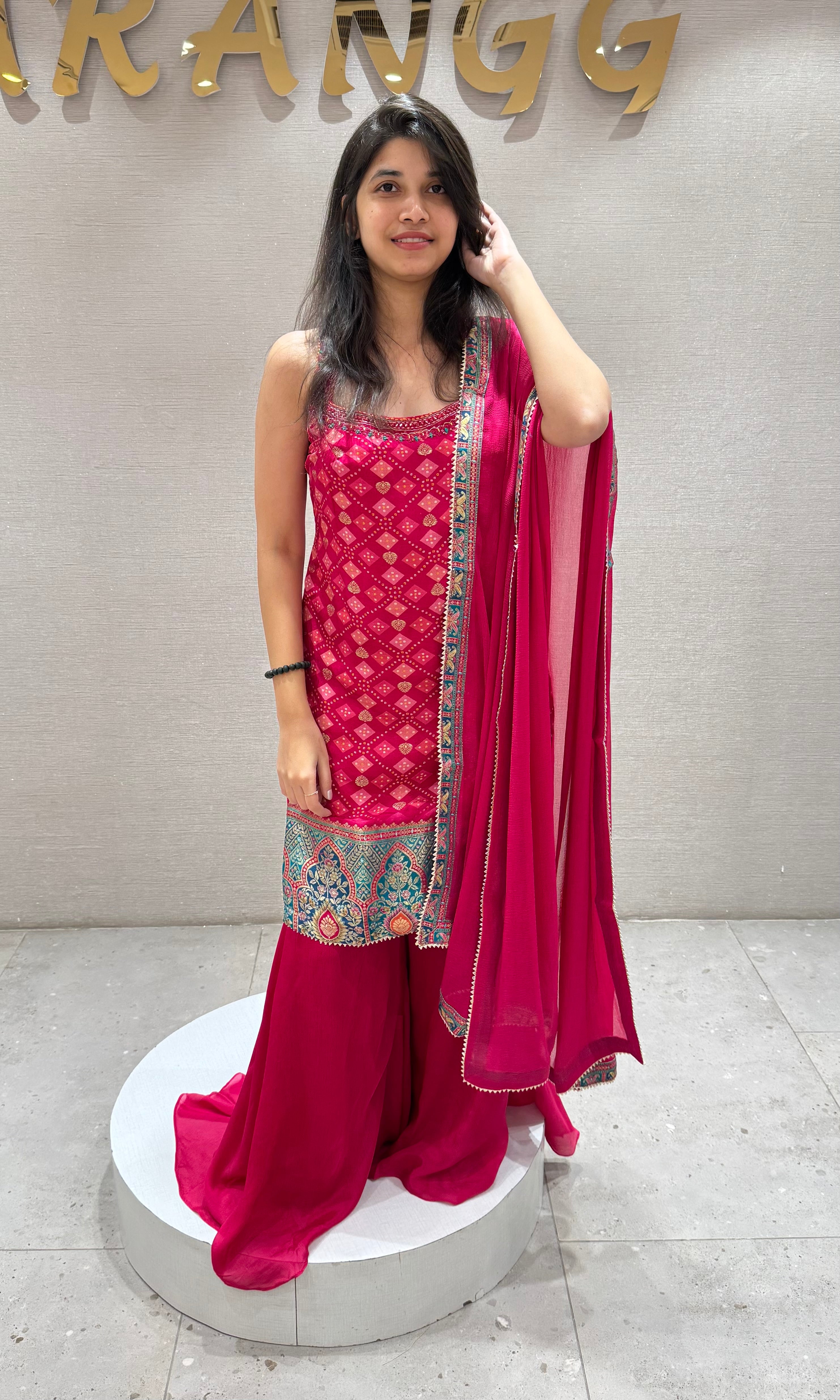 Radiant RANI Pink Embroidered Sharara Set