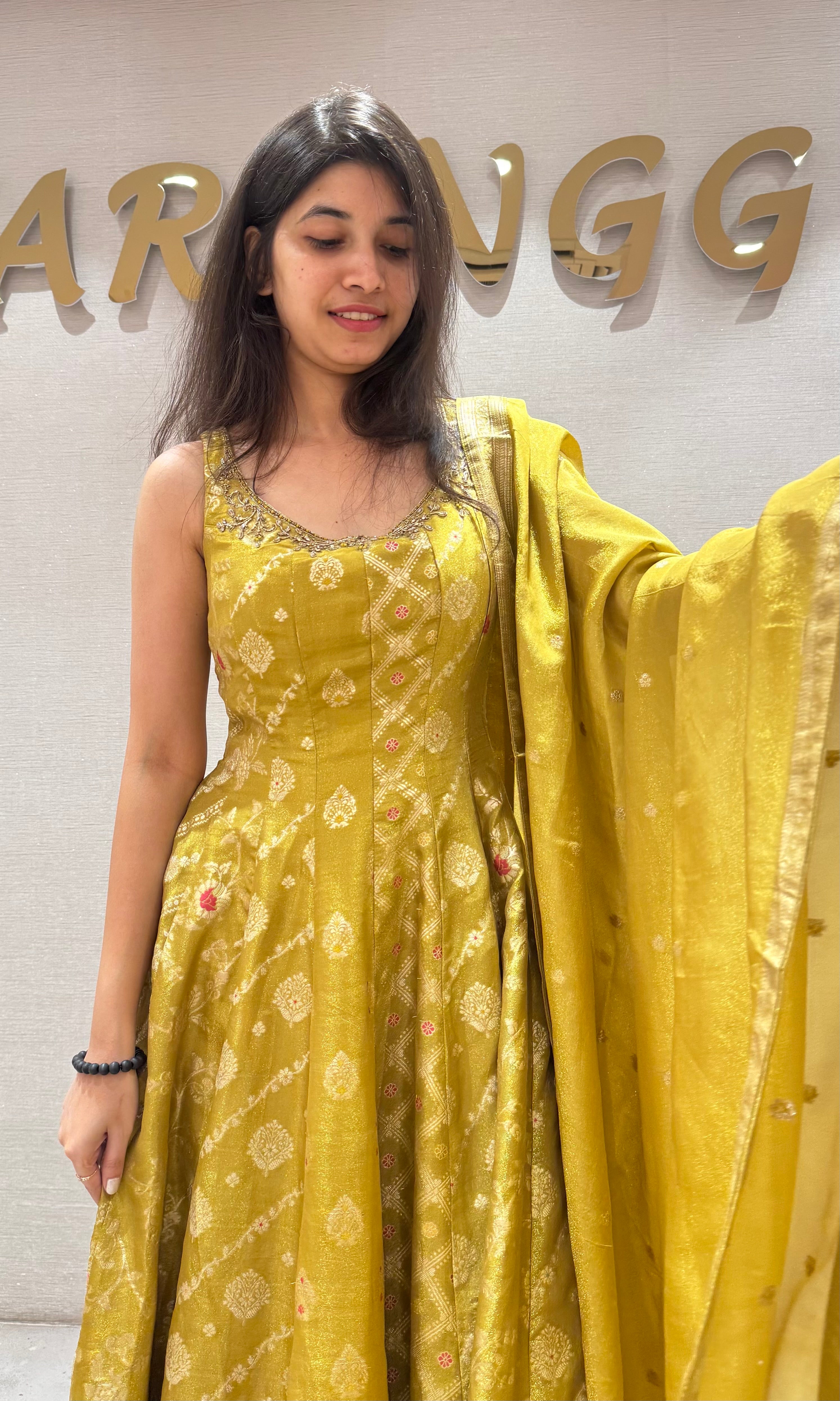 Mehandi green BANARASI ANARKALI SET