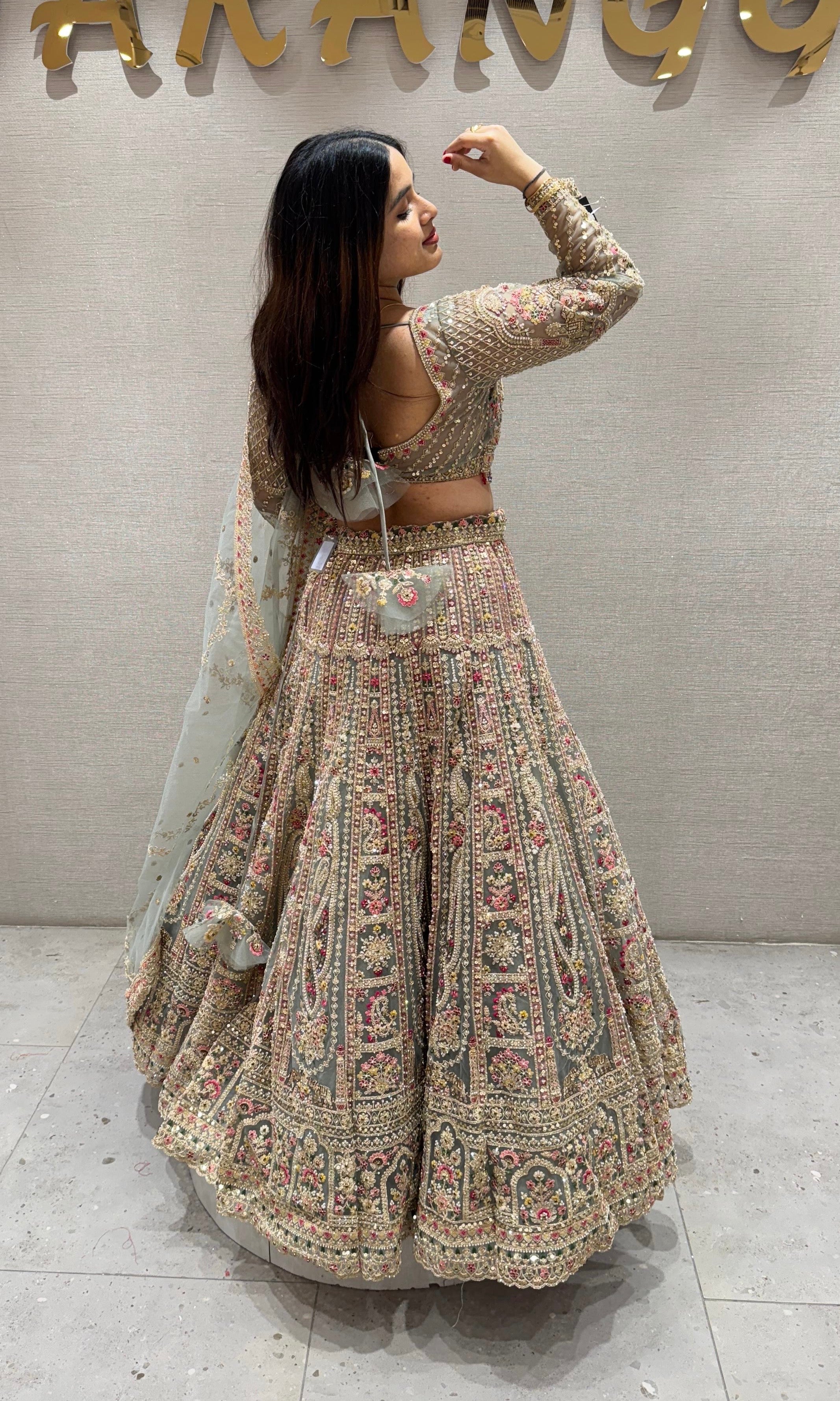 Green INTRICATE EMBROIDERED Lehenga