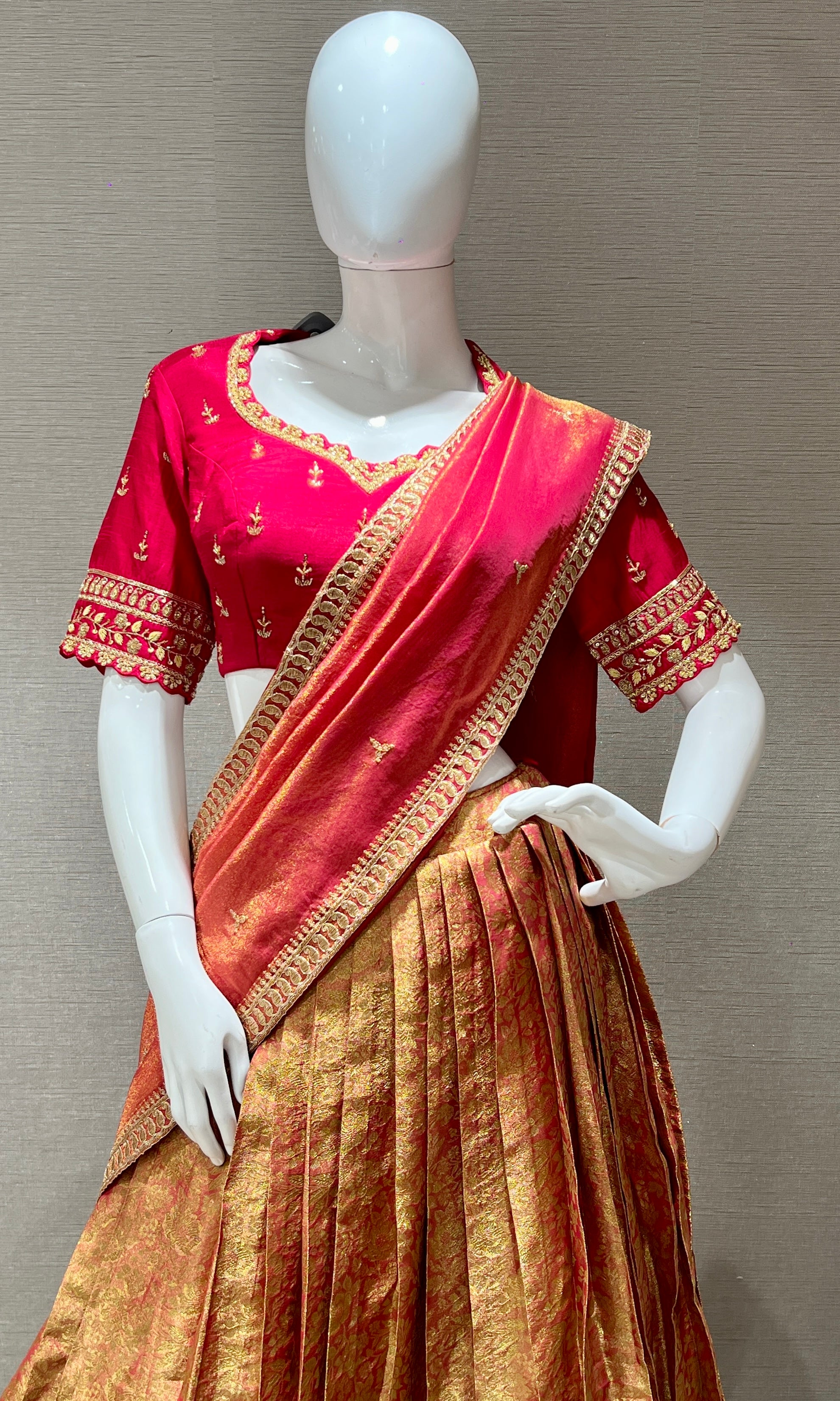 Banarasi Beauty – Red & Gold Traditional Lehenga Set