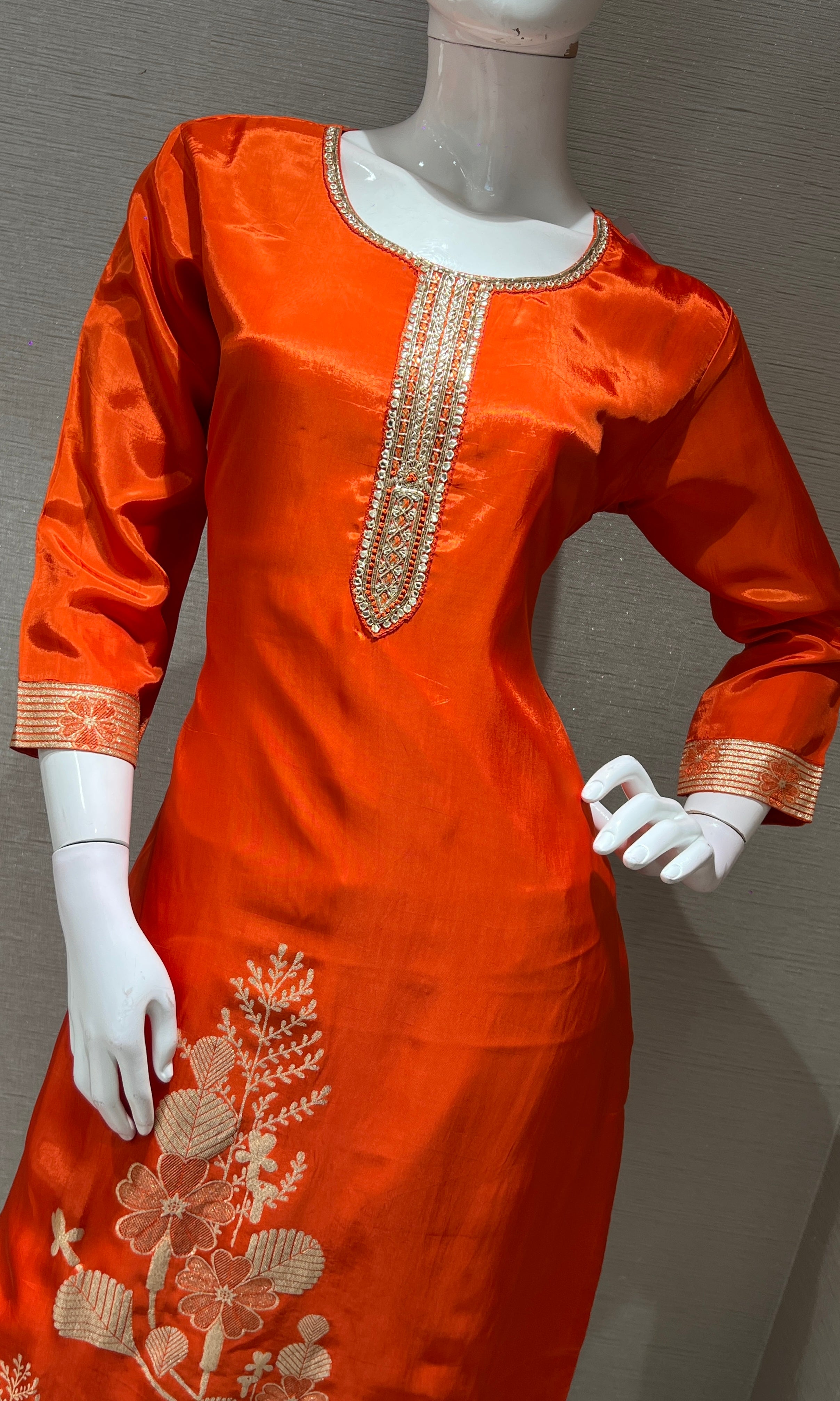 Orange GOLDEN ETHNIC PRINTED kurta set
