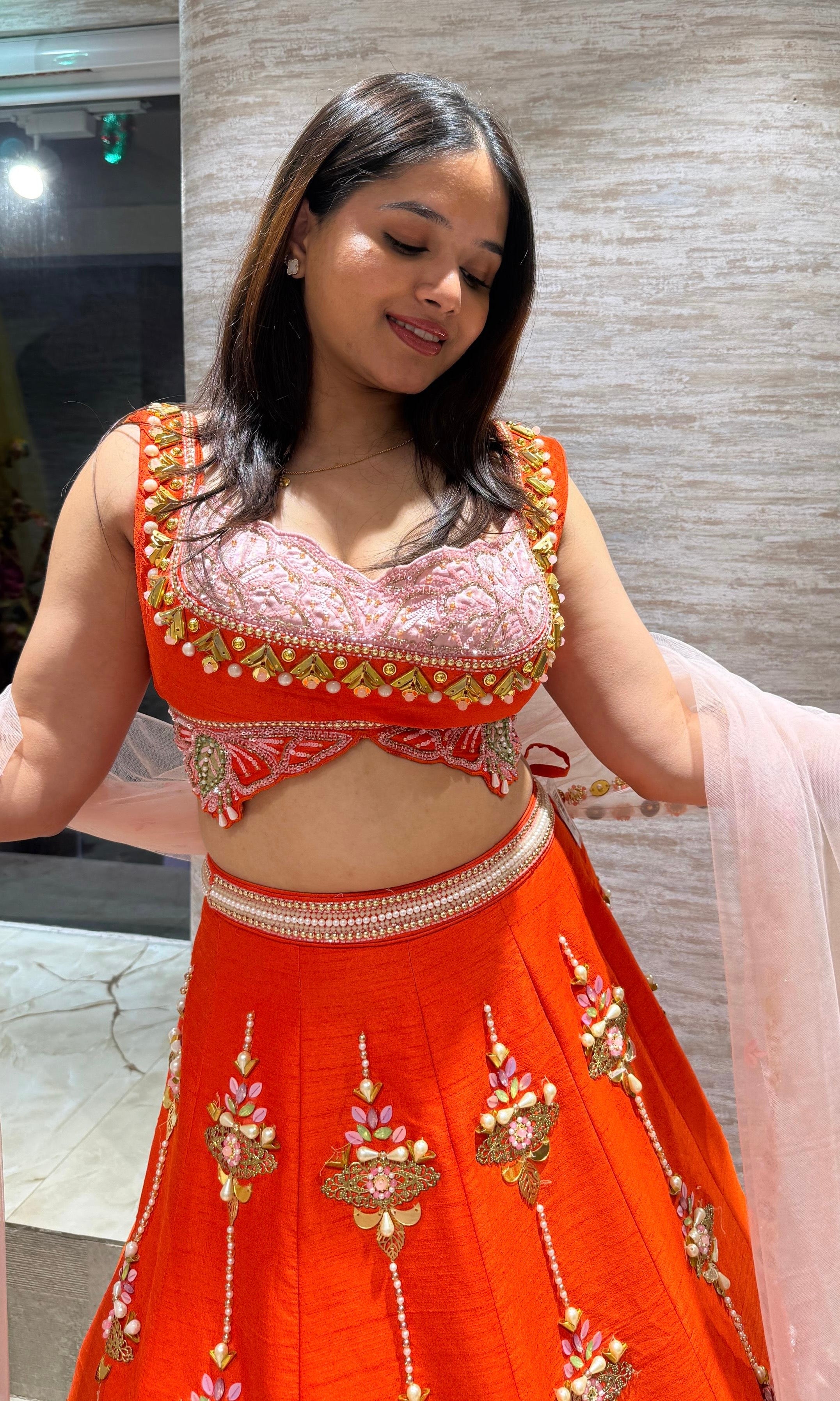 Orange Radiance embroidered lehenga