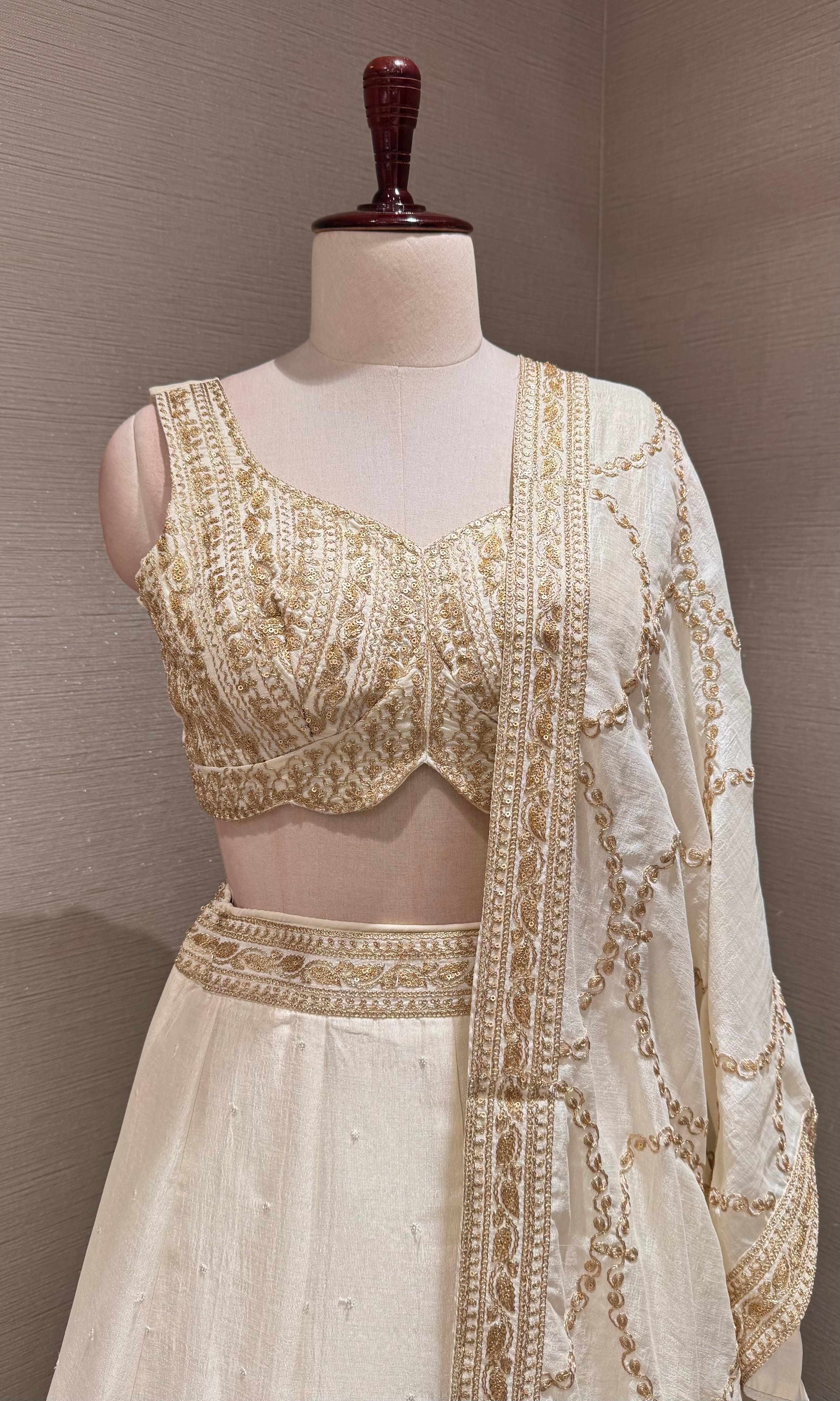 Classic Cream Gold Flared Lehenga