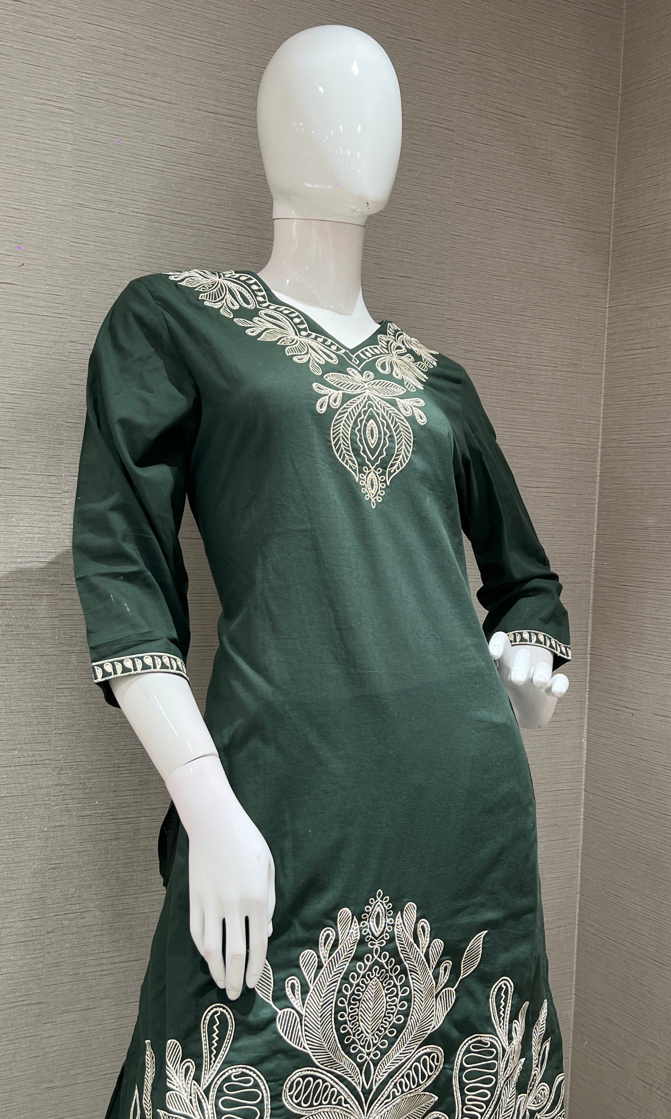 Green EMBROIDERED kurta set
