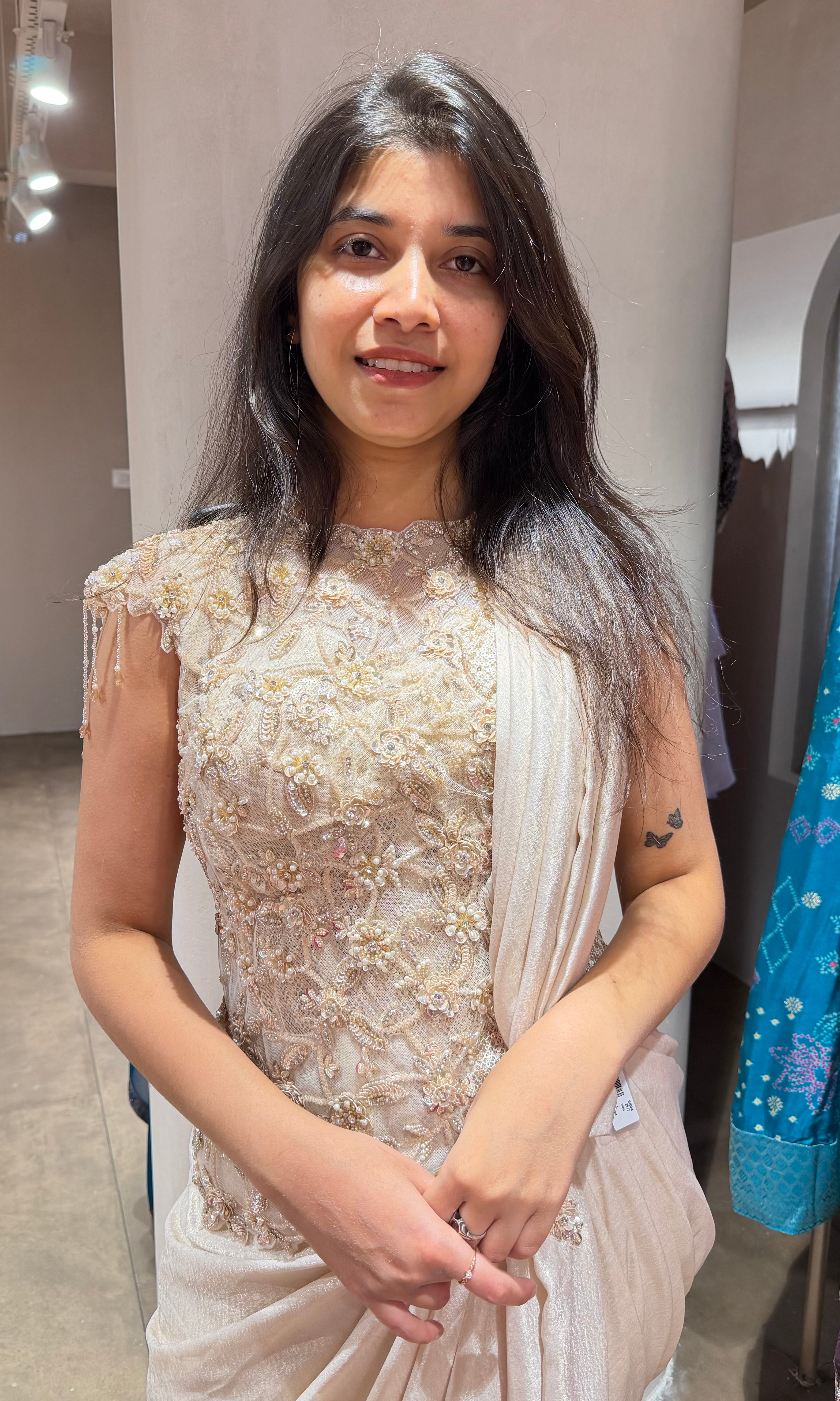 Fawn DRAPE SAREE WITH CORSET BLOUSE