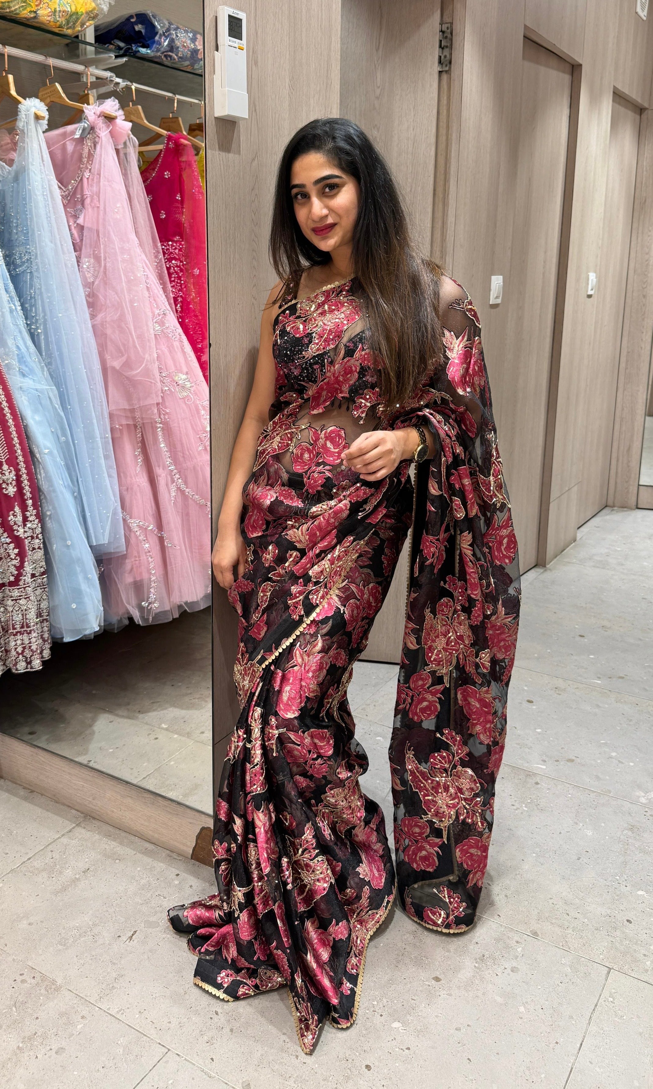 Black Rose SAREE WITH READY BLOUSE