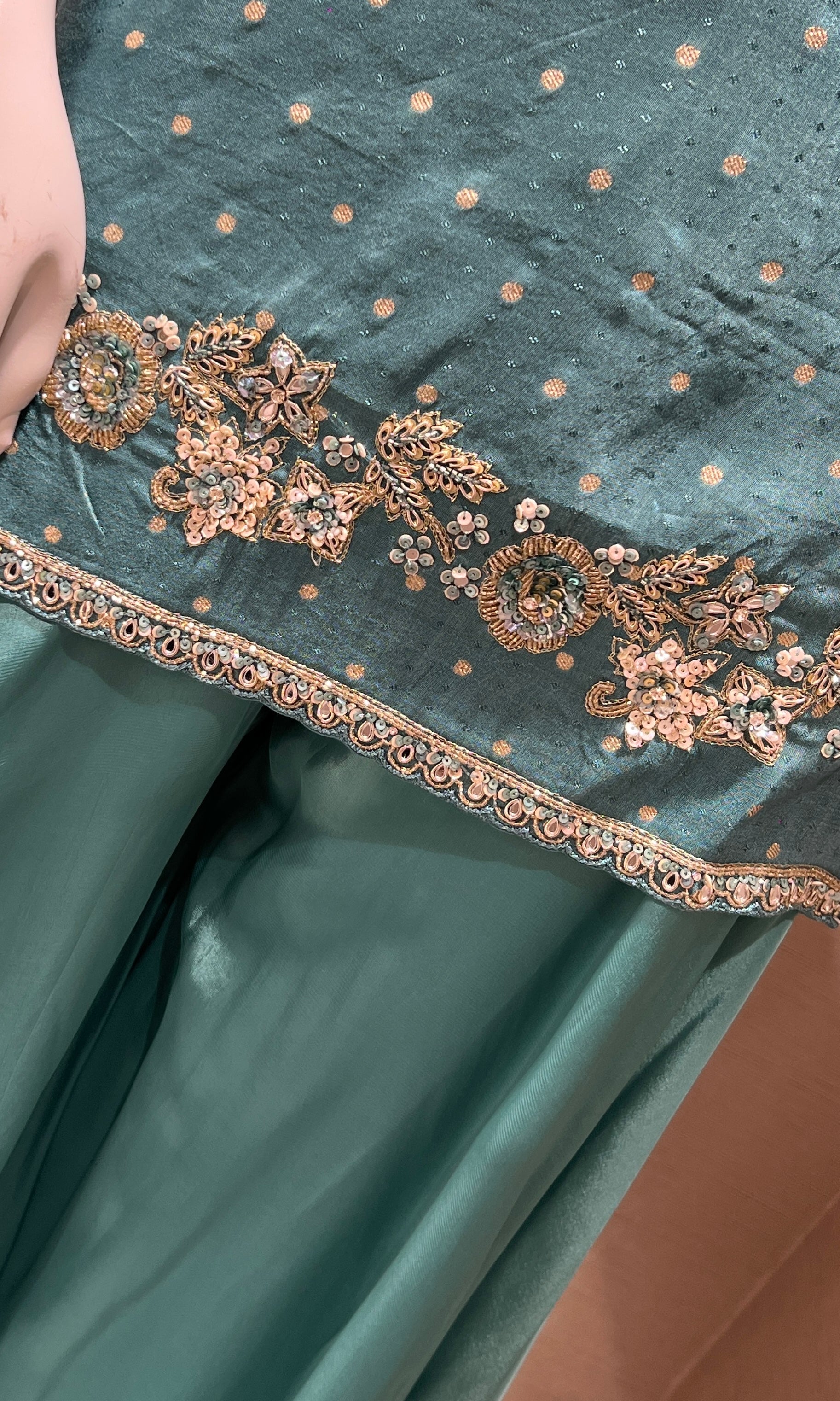 Light Blue Short Kurti Embroidered Sharara