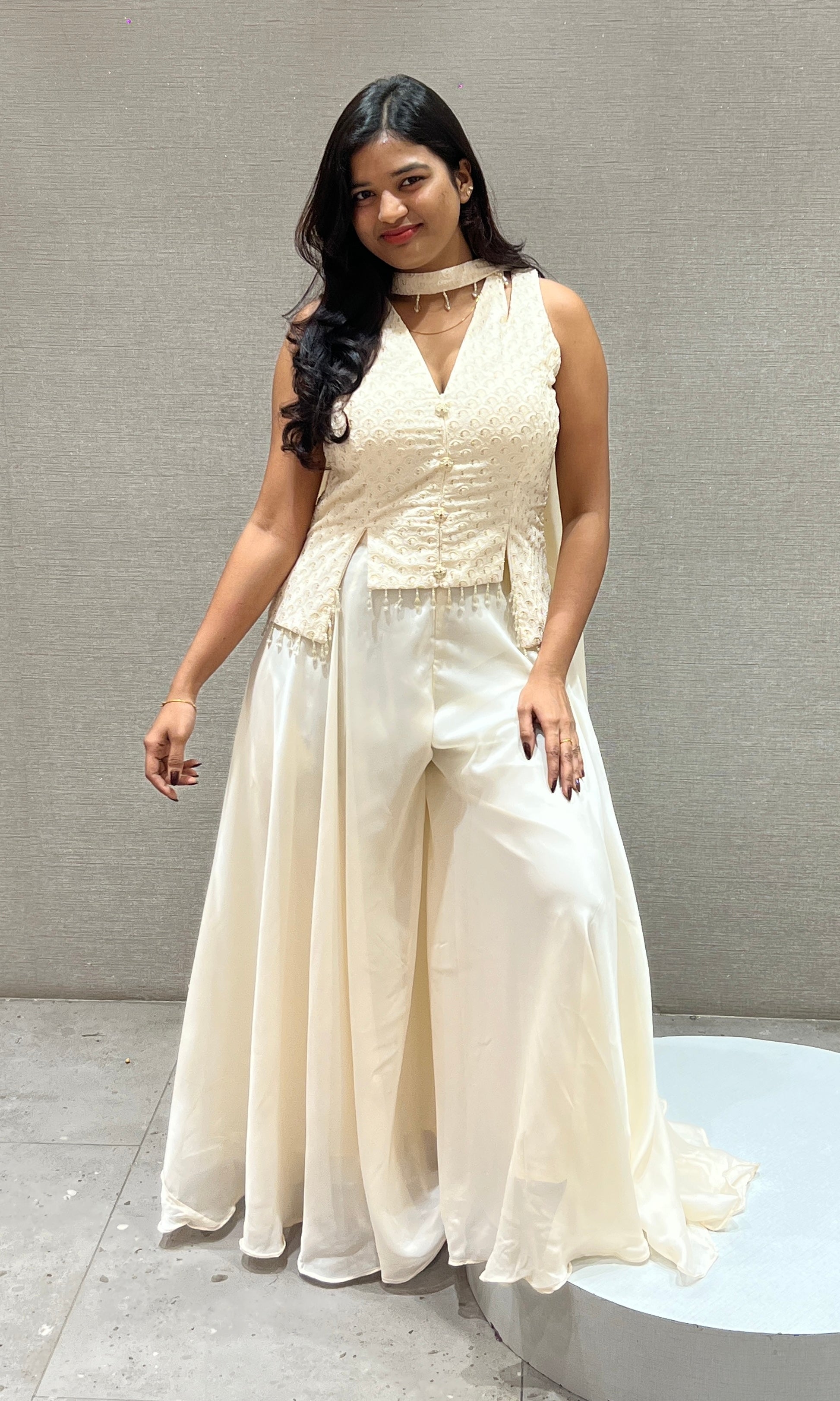 Ivory Grace Peplum Sharara Set