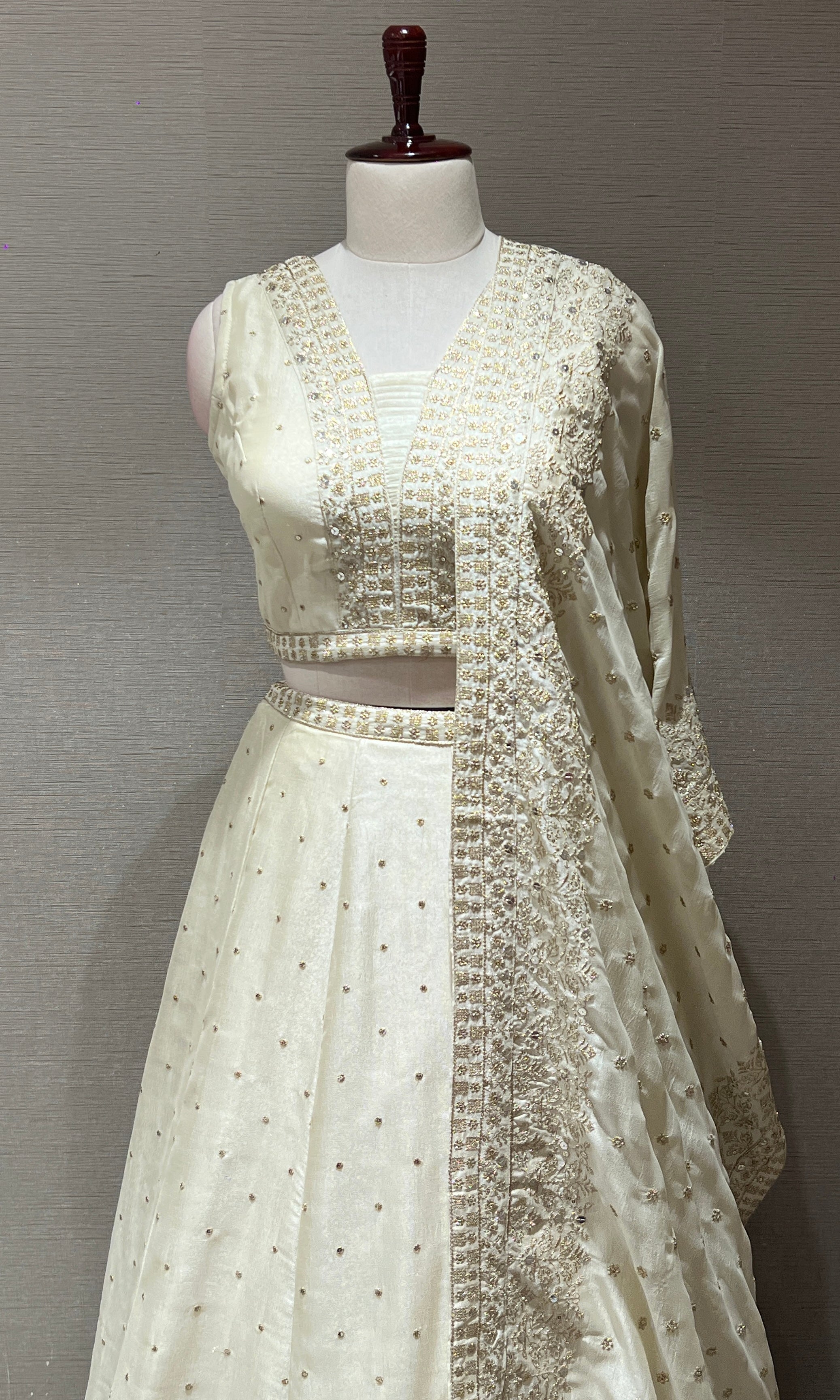Elegant White Intricate Embroidery Lehenga
